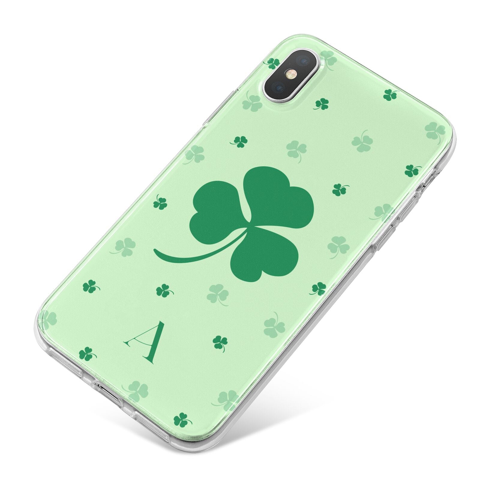 Shamrock Initial Personalised iPhone X Bumper Case on Silver iPhone