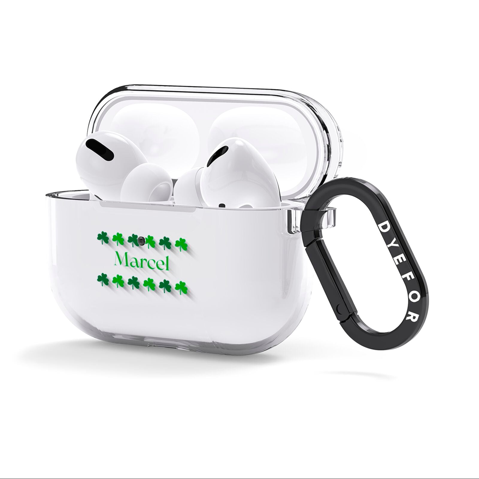 Shamrock Personalised Name AirPods Clear Case 3rd Gen Side Image