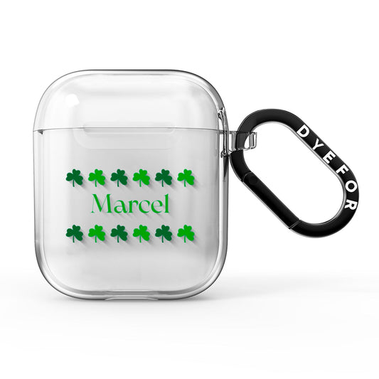 Shamrock Personalised Name AirPods Clear Case