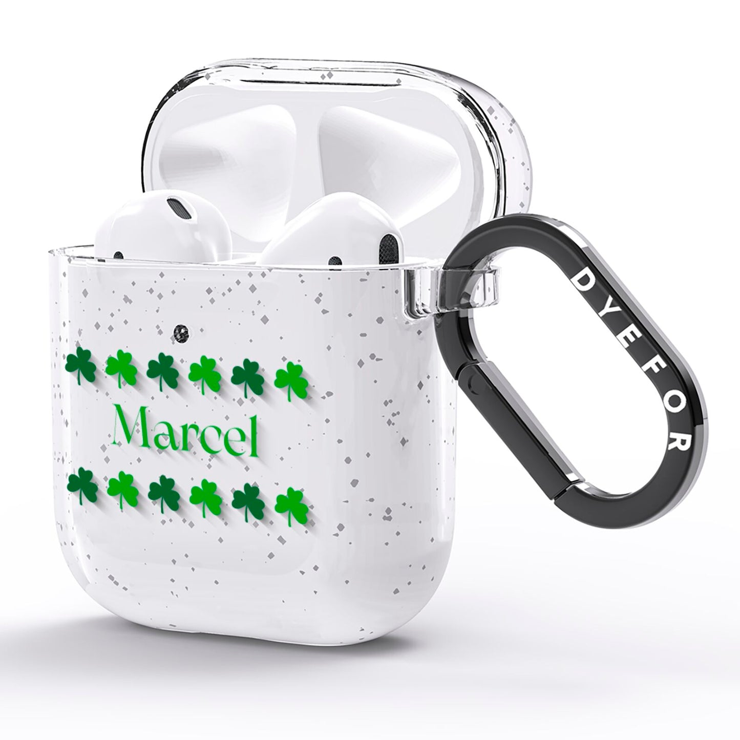Shamrock Personalised Name AirPods Glitter Case Side Image