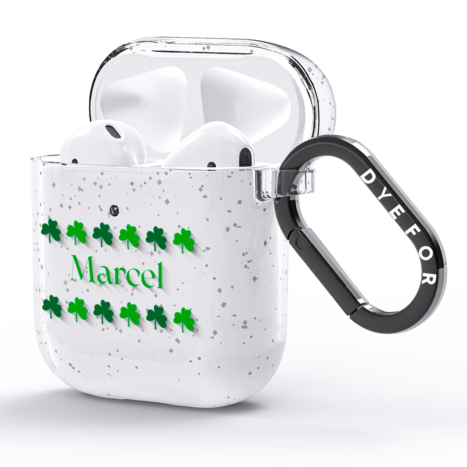 Shamrock Personalised Name AirPods Glitter Case Side Image