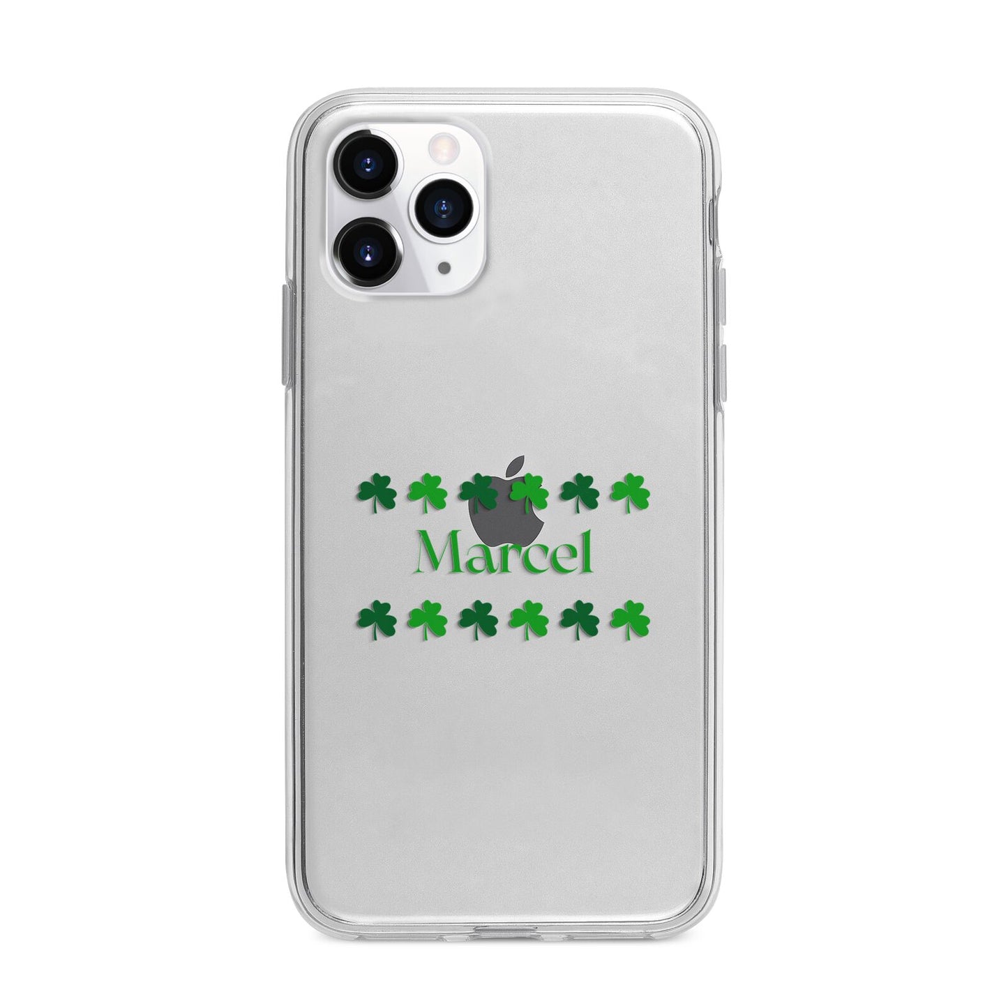 Shamrock Personalised Name Apple iPhone 11 Pro in Silver with Bumper Case