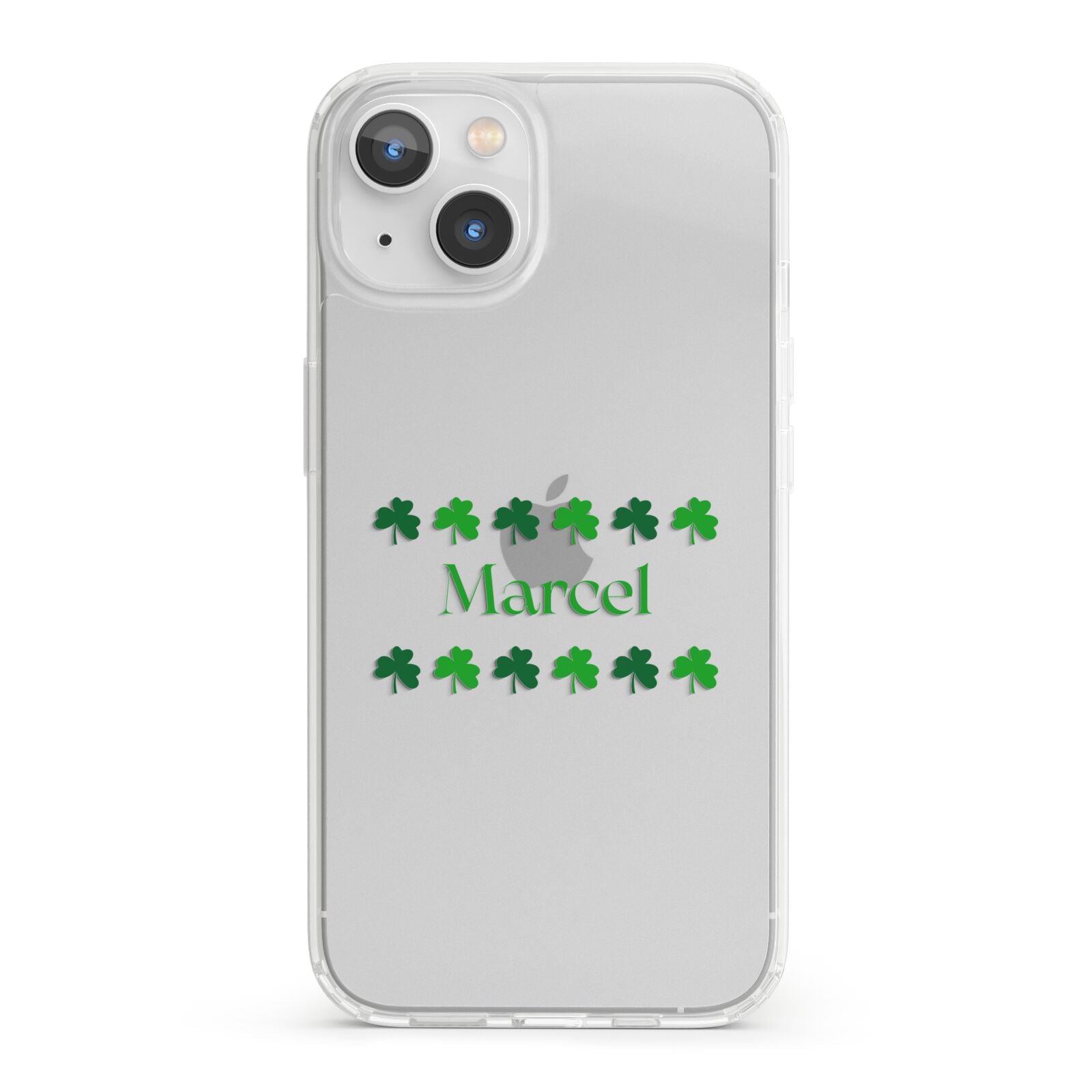Shamrock Personalised Name iPhone 13 Clear Bumper Case