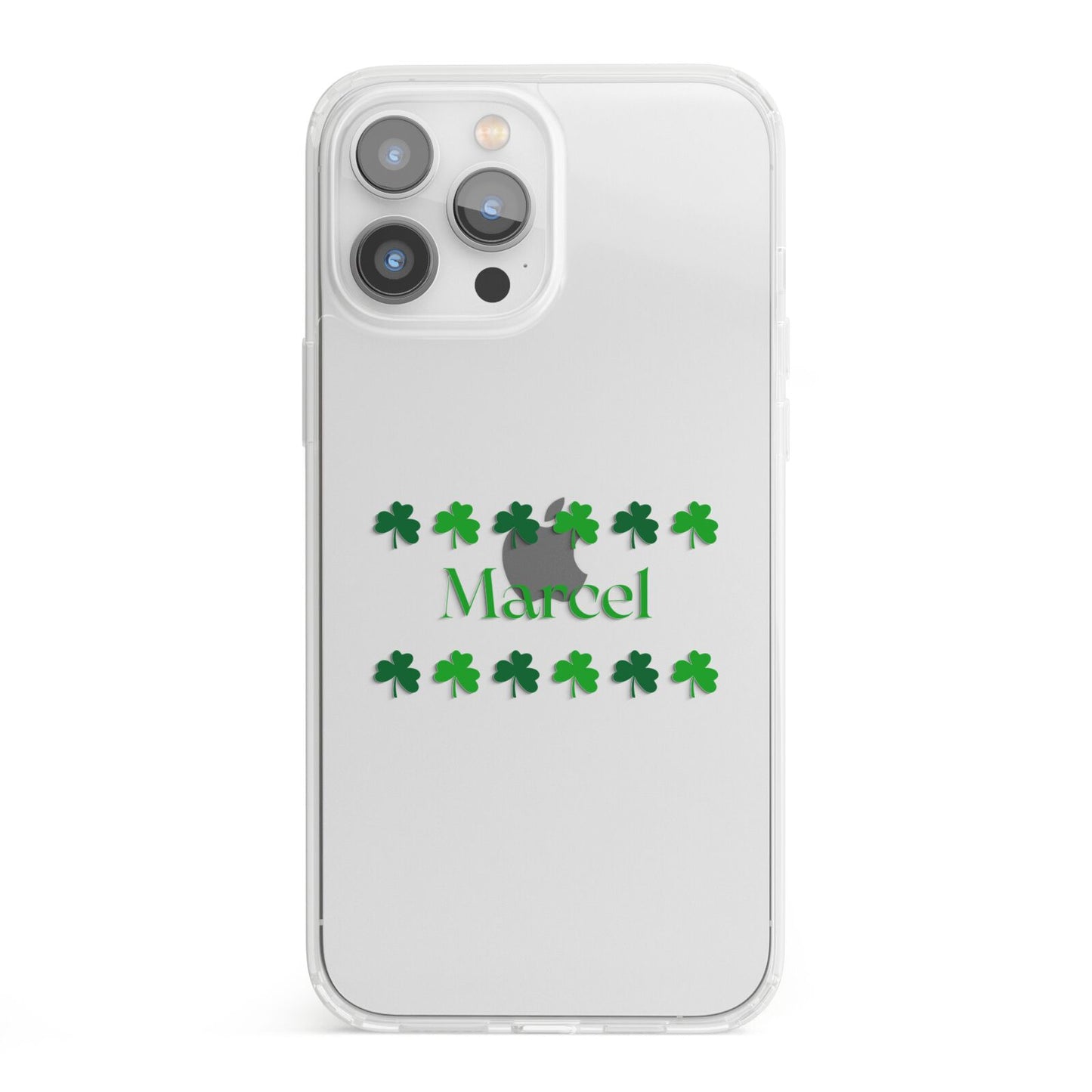 Shamrock Personalised Name iPhone 13 Pro Max Clear Bumper Case