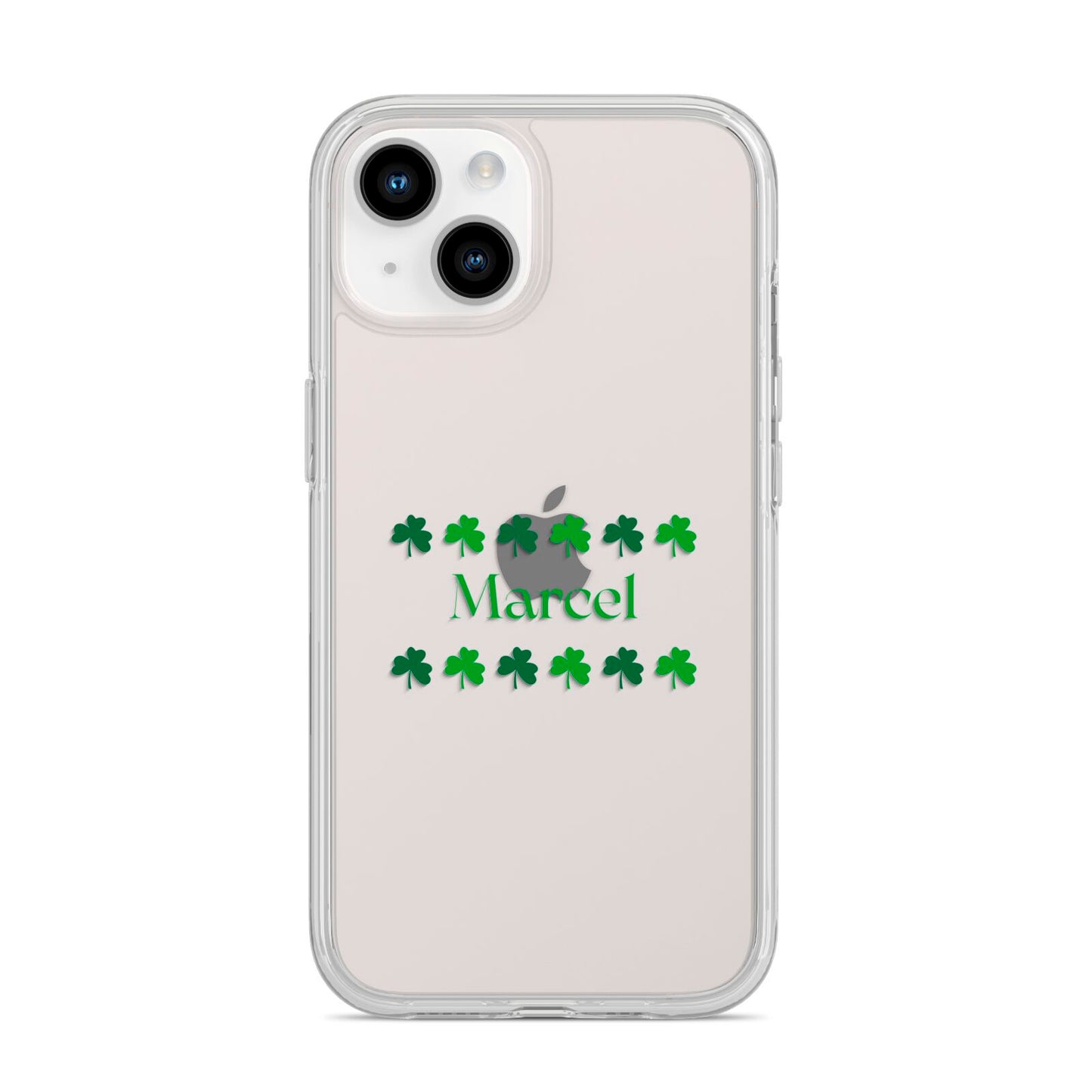 Shamrock Personalised Name iPhone 14 Clear Tough Case Starlight