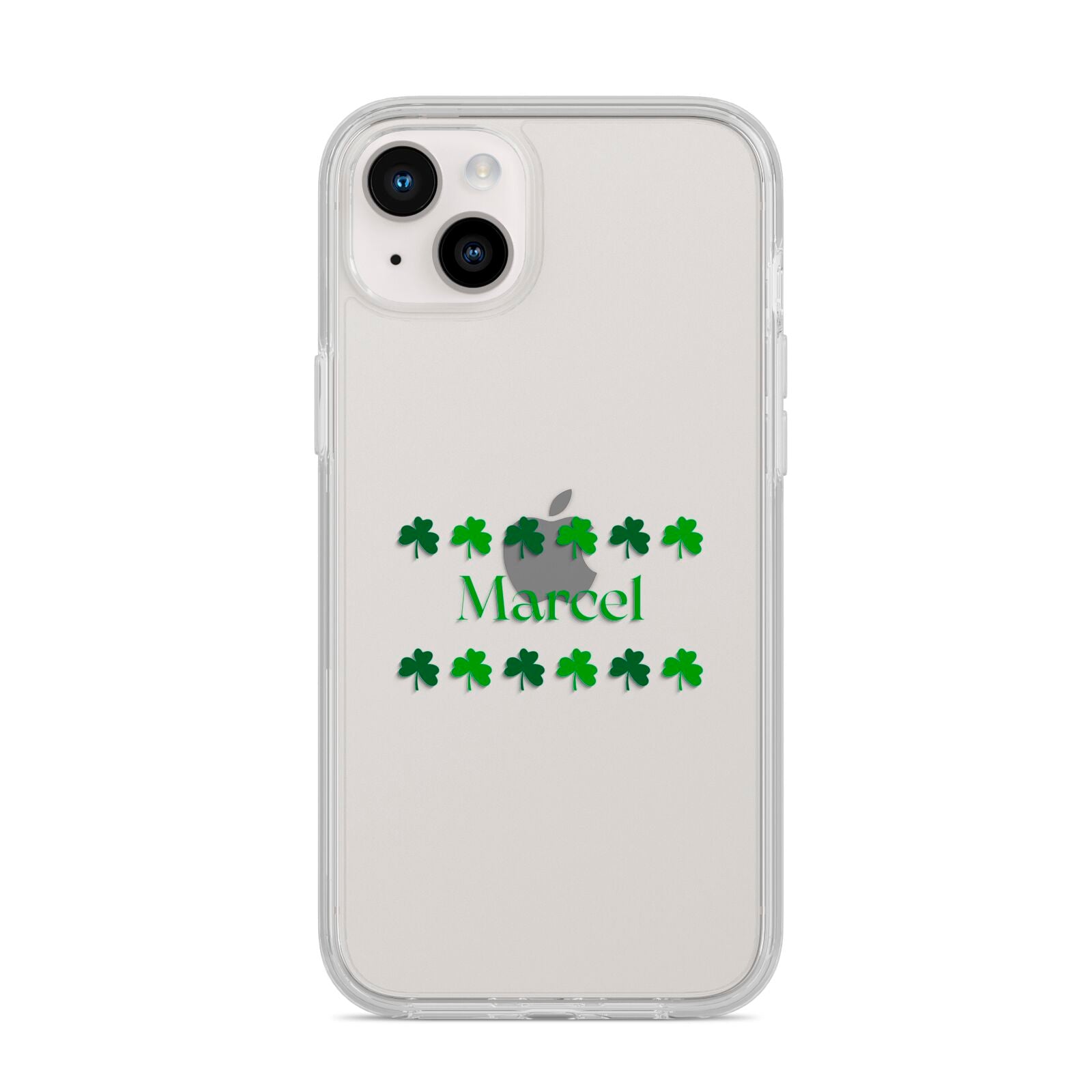 Shamrock Personalised Name iPhone 14 Plus Clear Tough Case Starlight