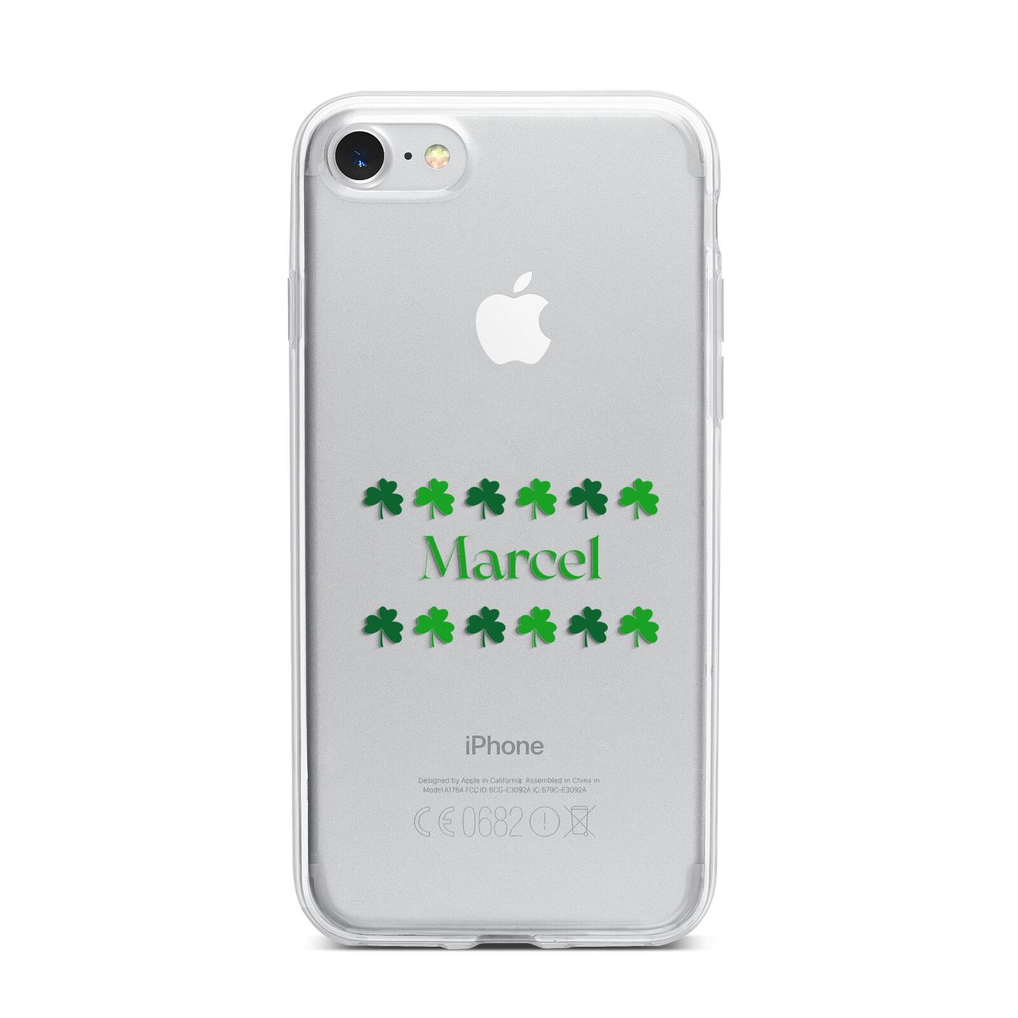 Shamrock Personalised Name iPhone 7 Bumper Case on Silver iPhone