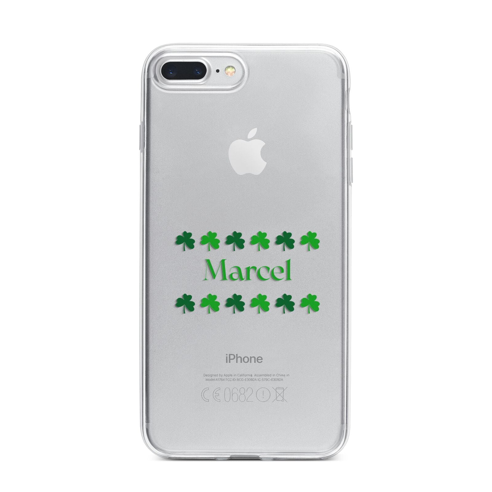 Shamrock Personalised Name iPhone 7 Plus Bumper Case on Silver iPhone
