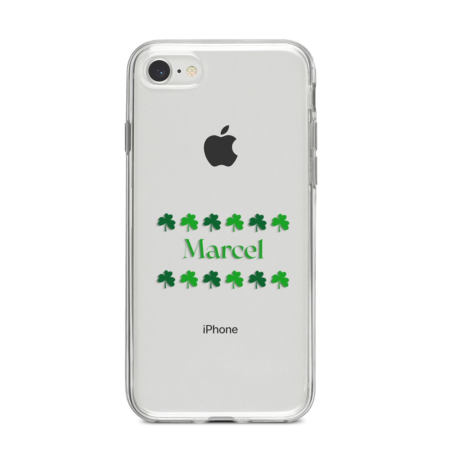 Shamrock Personalised Name iPhone 8 Bumper Case on Silver iPhone