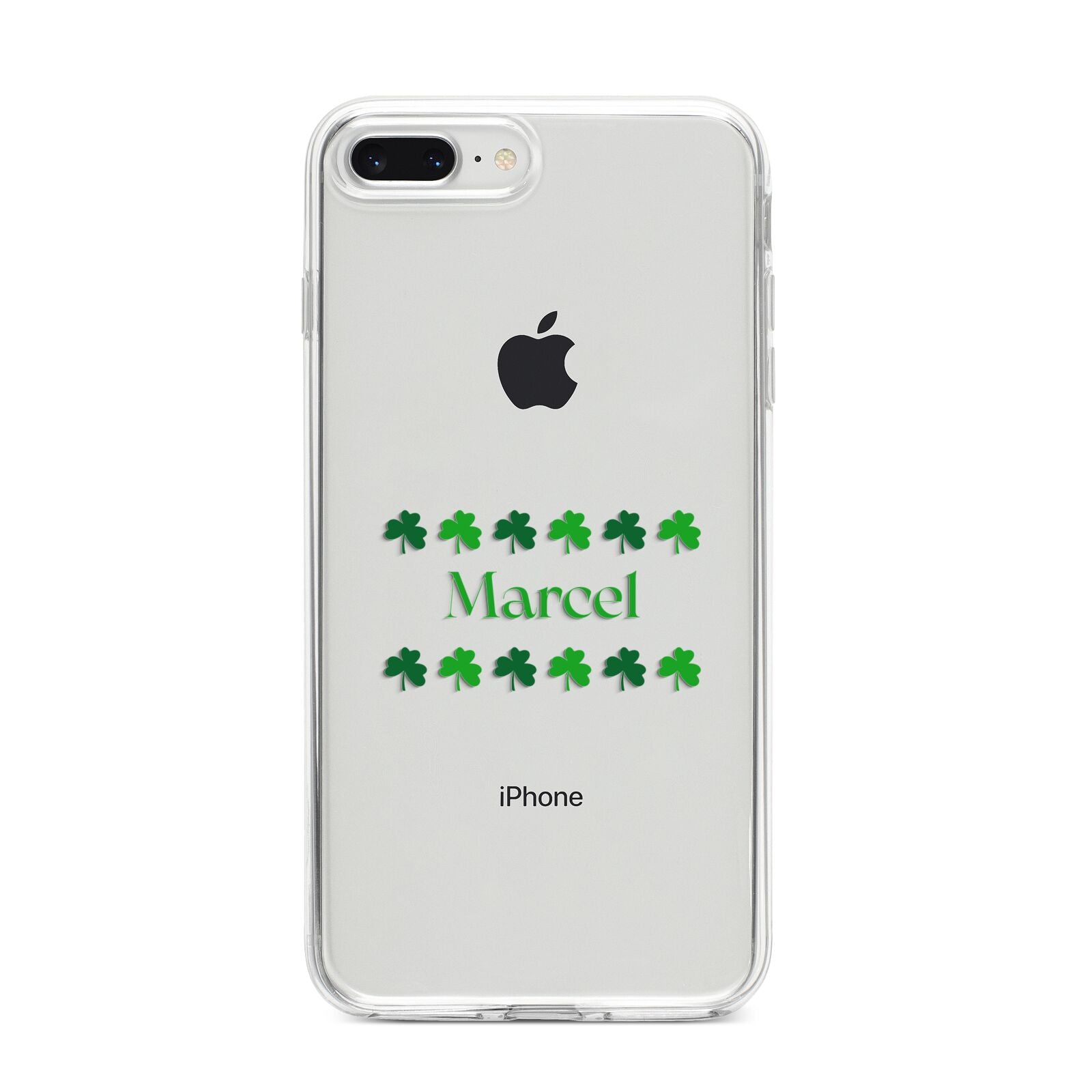 Shamrock Personalised Name iPhone 8 Plus Bumper Case on Silver iPhone