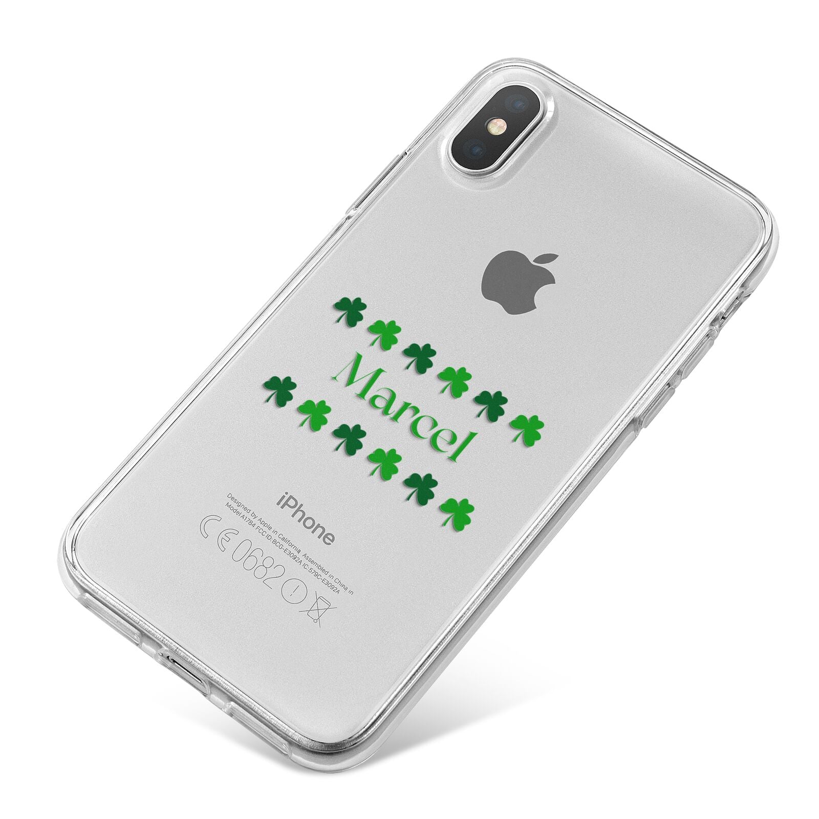 Shamrock Personalised Name iPhone X Bumper Case on Silver iPhone