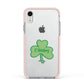 Shamrock with Name Apple iPhone XR Impact Case Pink Edge on Silver Phone