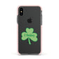 Shamrock with Name Apple iPhone Xs Impact Case Pink Edge on Black Phone