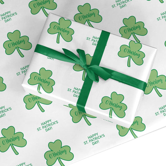 Shamrock with Name Custom Wrapping Paper