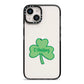 Shamrock with Name iPhone 14 Black Impact Case on Silver phone