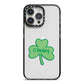 Shamrock with Name iPhone 14 Pro Max Black Impact Case on Silver phone