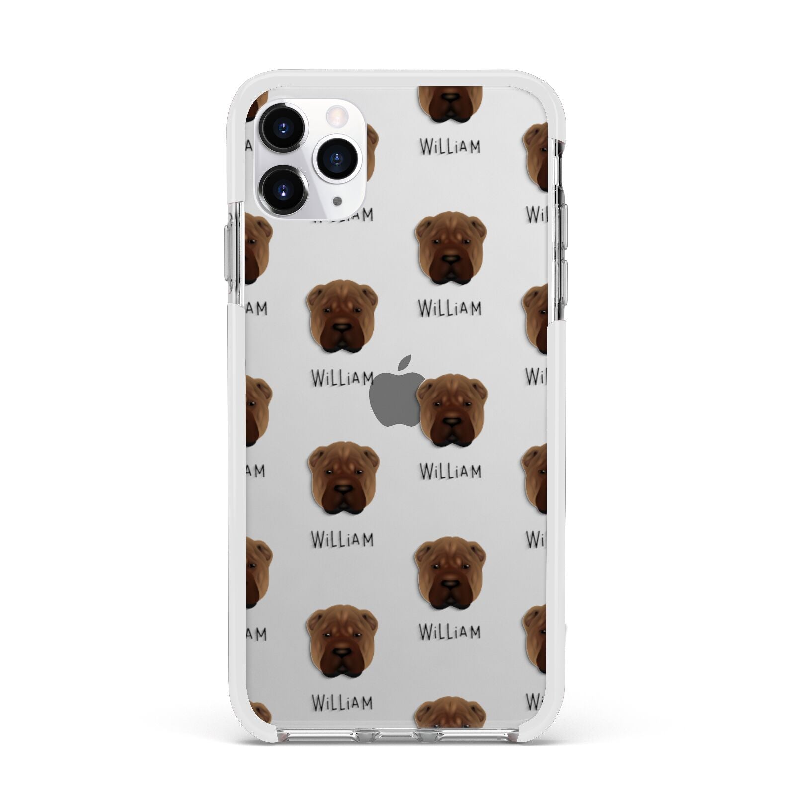 Shar Pei Icon with Name Apple iPhone 11 Pro Max in Silver with White Impact Case