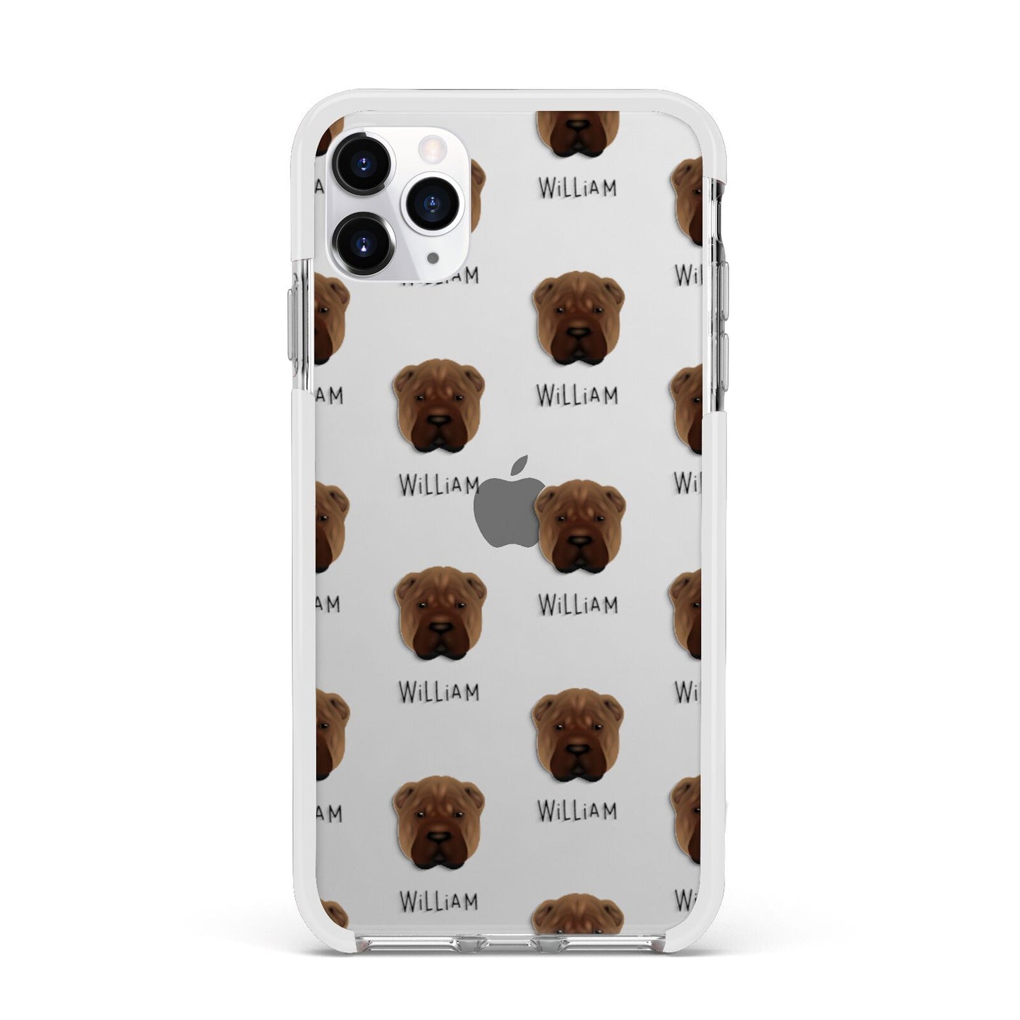 Shar Pei Icon with Name Apple iPhone 11 Pro Max in Silver with White Impact Case