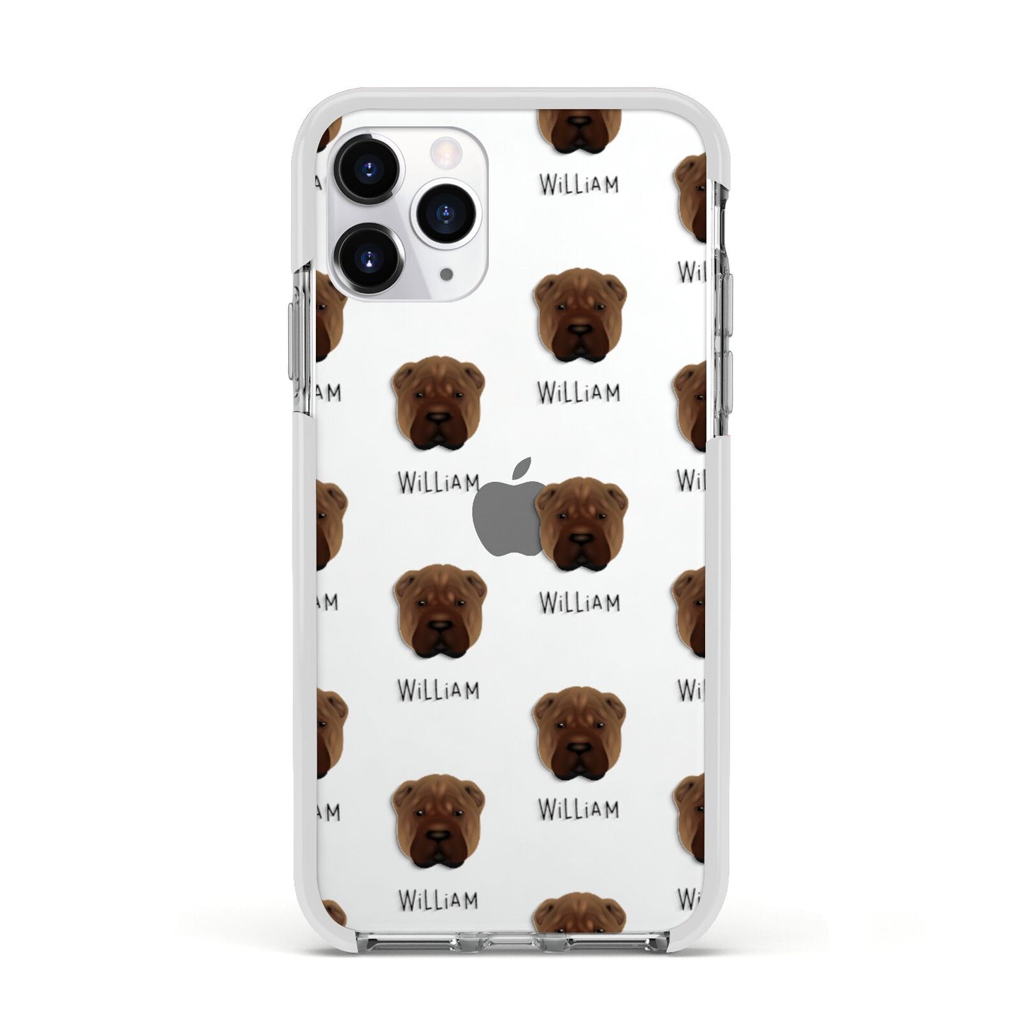 Shar Pei Icon with Name Apple iPhone 11 Pro in Silver with White Impact Case