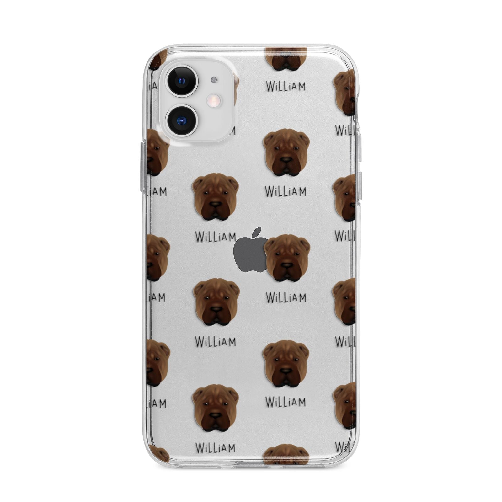 Shar Pei Icon with Name Apple iPhone 11 in White with Bumper Case