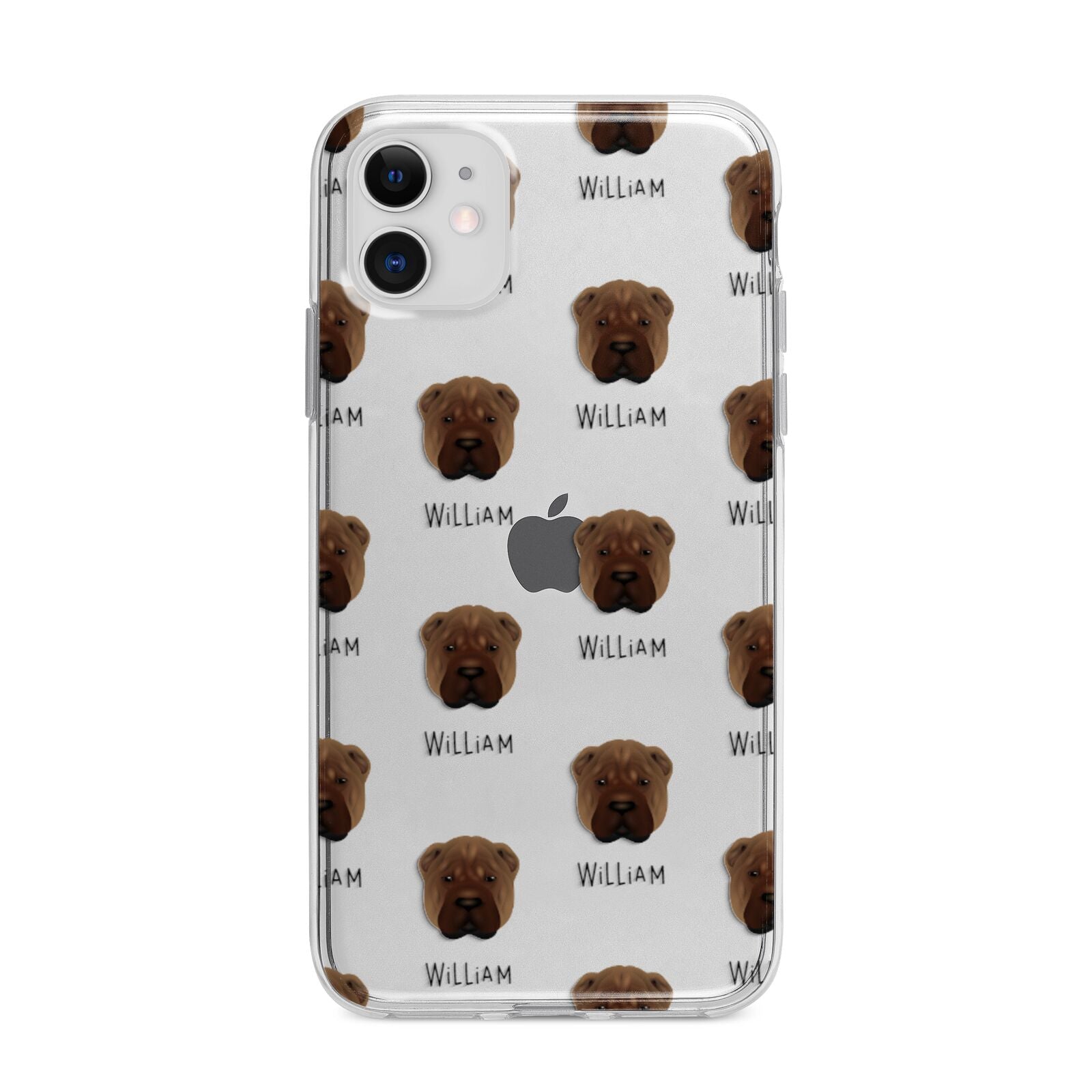 Shar Pei Icon with Name Apple iPhone 11 in White with Bumper Case
