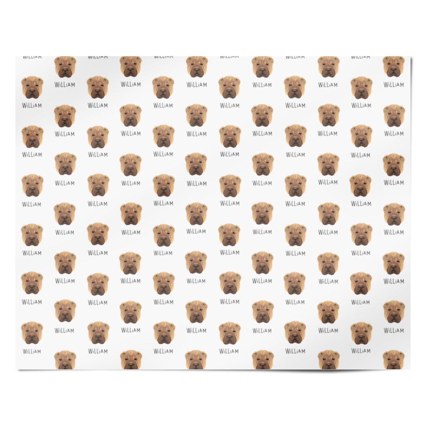 Shar Pei Icon with Name Personalised Wrapping Paper Alternative