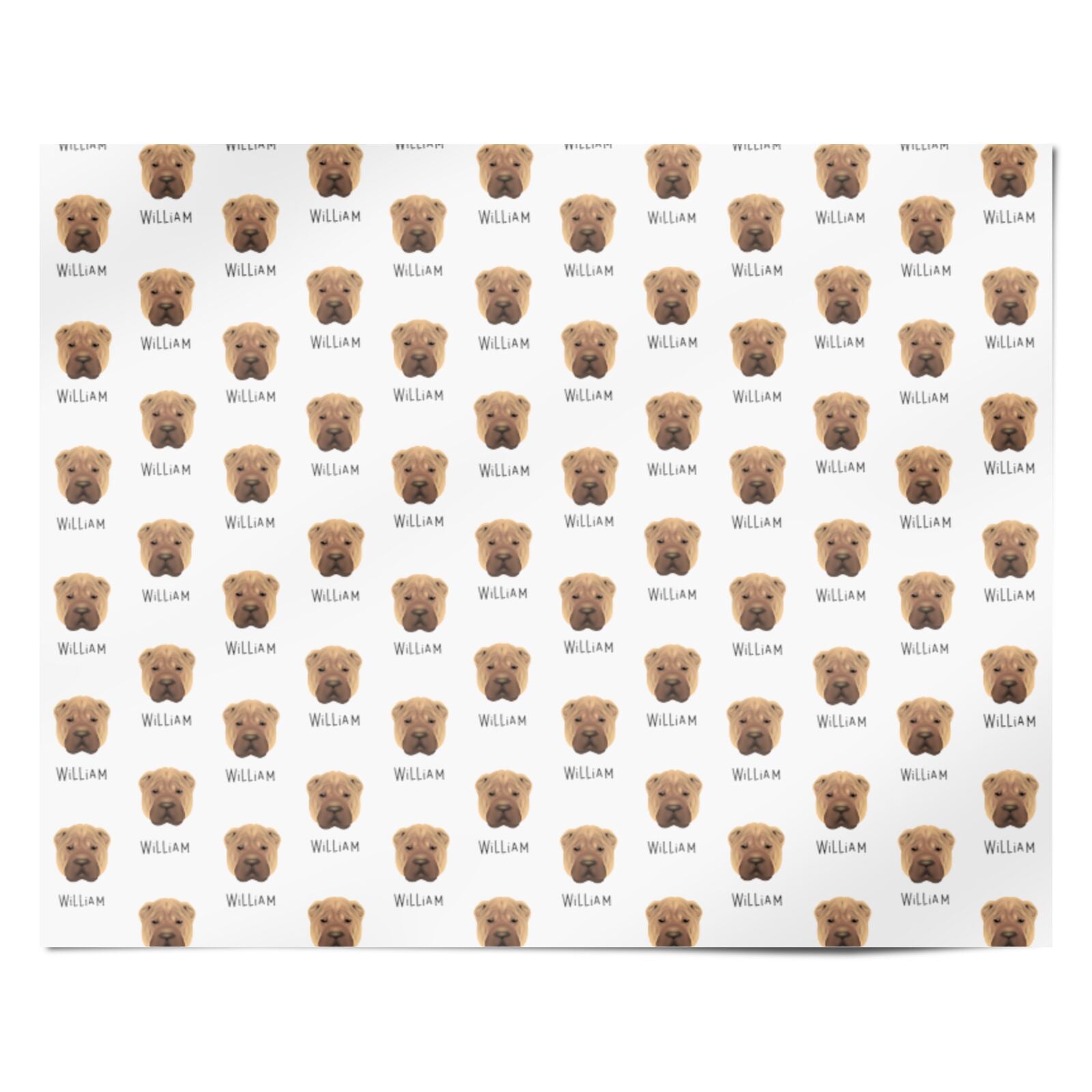 Shar Pei Icon with Name Personalised Wrapping Paper Alternative