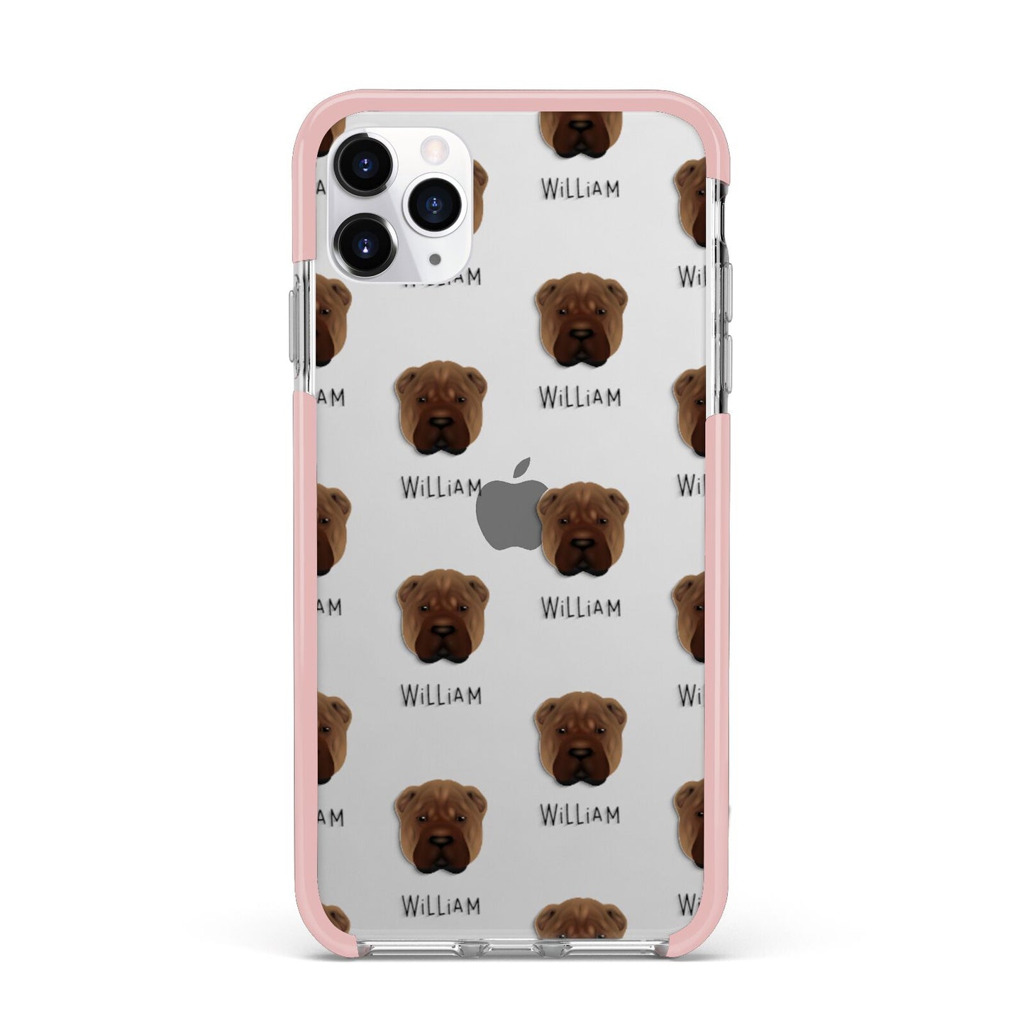 Shar Pei Icon with Name iPhone 11 Pro Max Impact Pink Edge Case