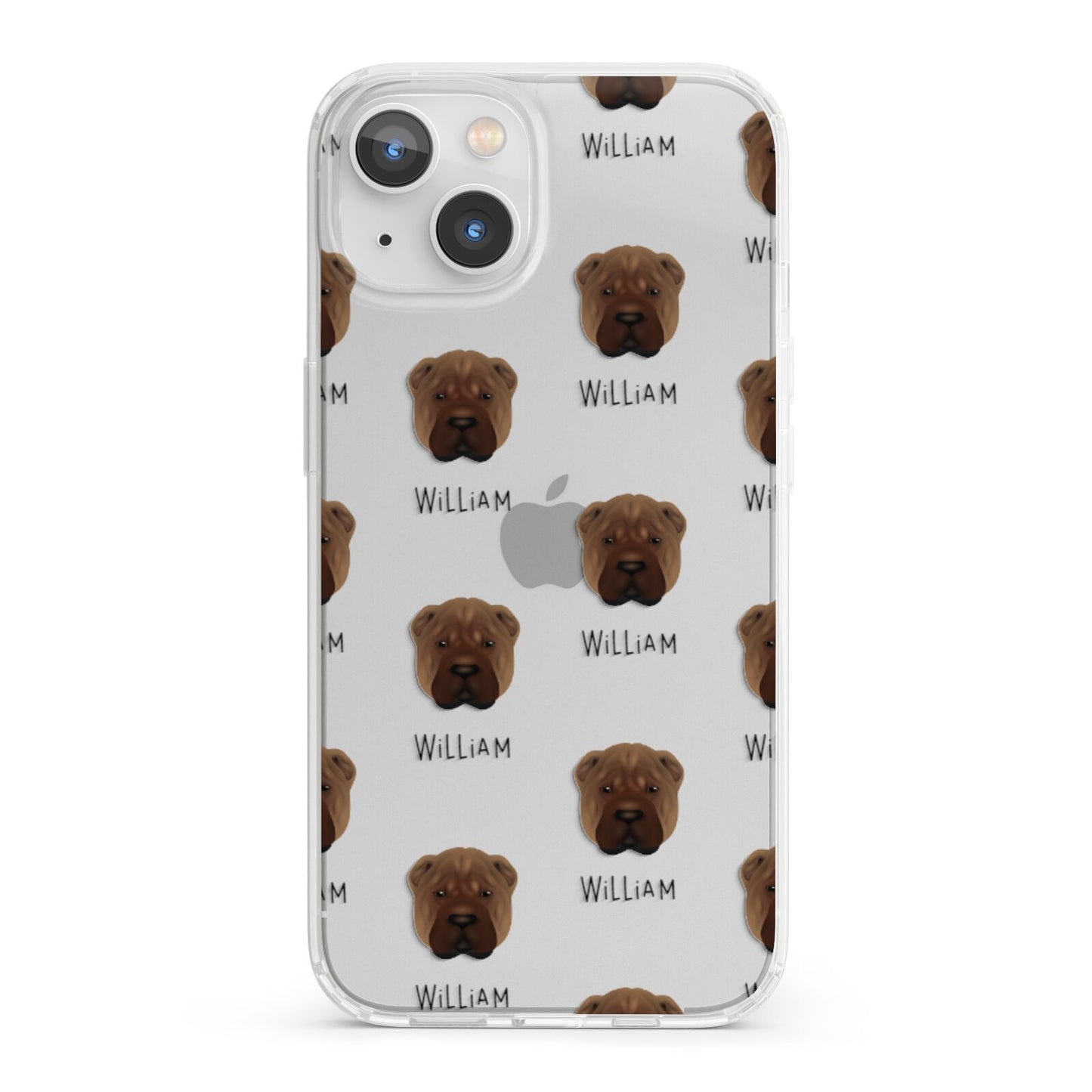 Shar Pei Icon with Name iPhone 13 Clear Bumper Case