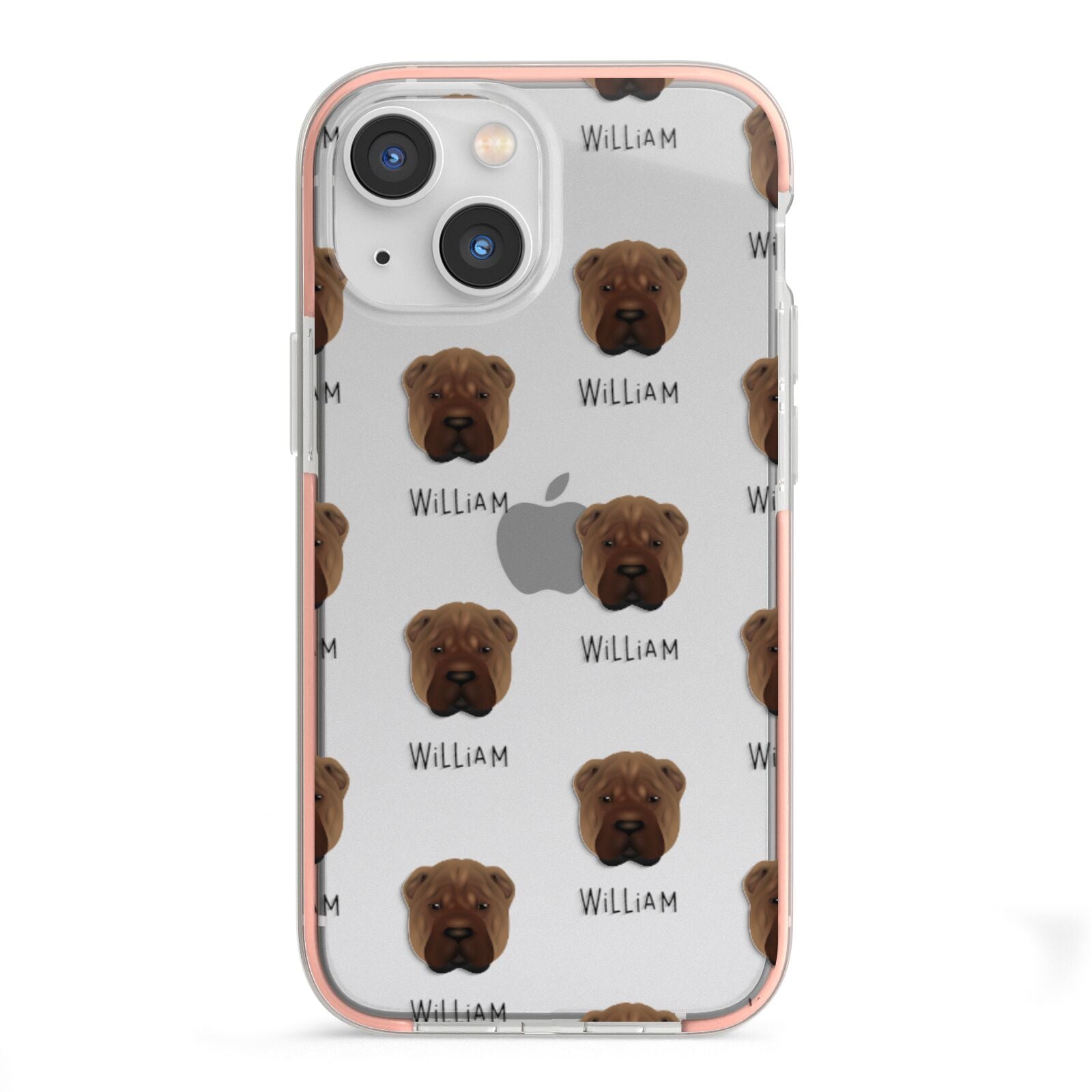 Shar Pei Icon with Name iPhone 13 Mini TPU Impact Case with Pink Edges