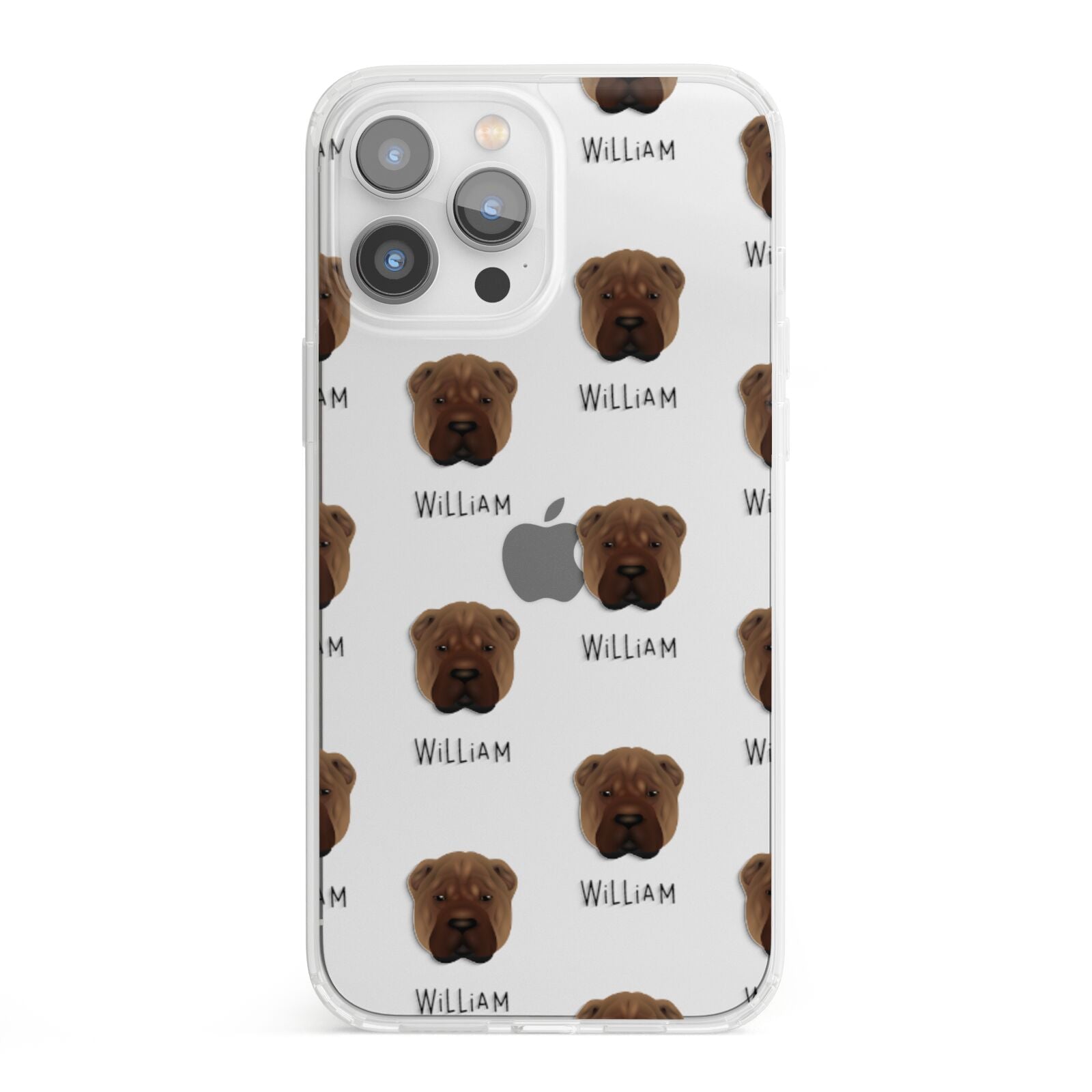 Shar Pei Icon with Name iPhone 13 Pro Max Clear Bumper Case