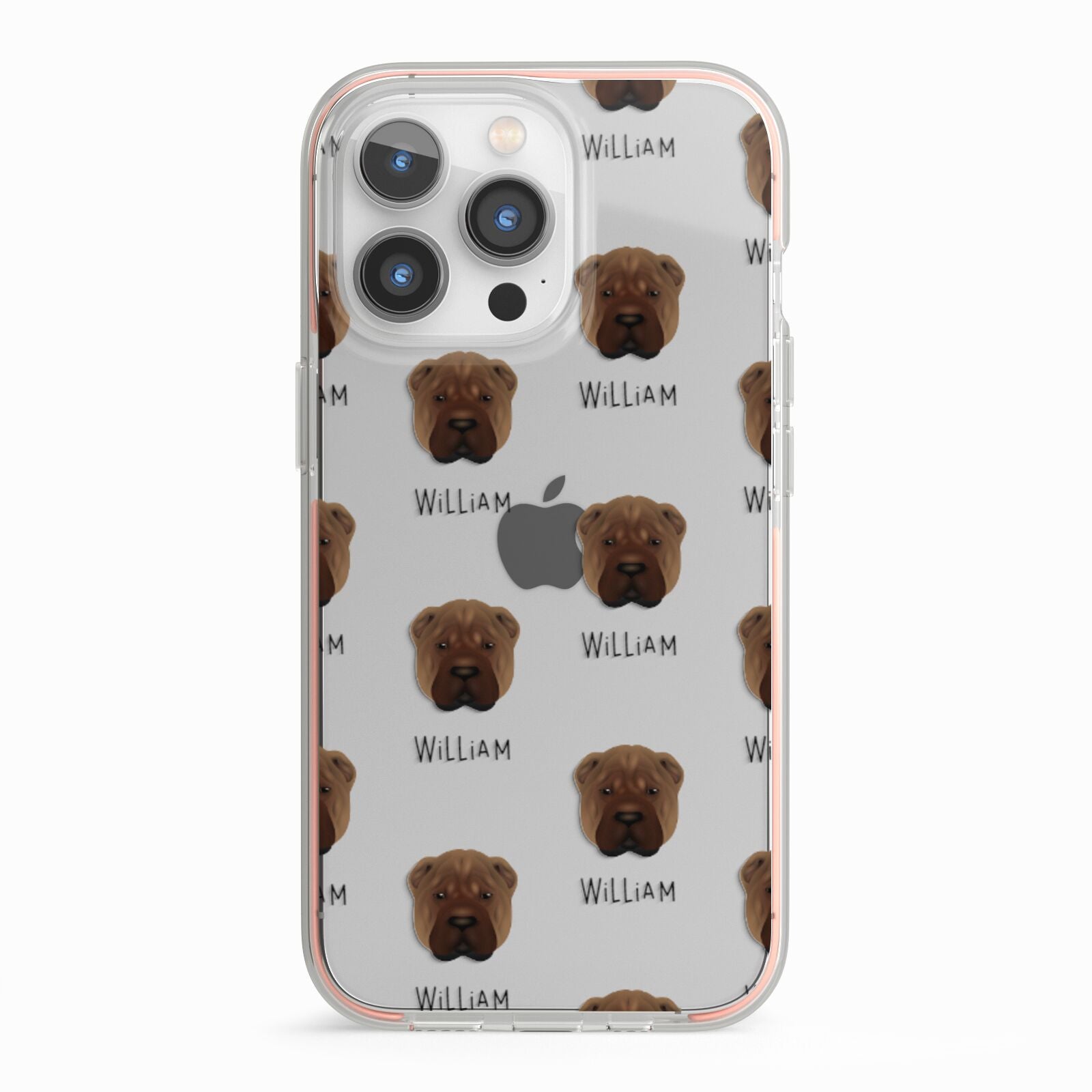 Shar Pei Icon with Name iPhone 13 Pro TPU Impact Case with Pink Edges