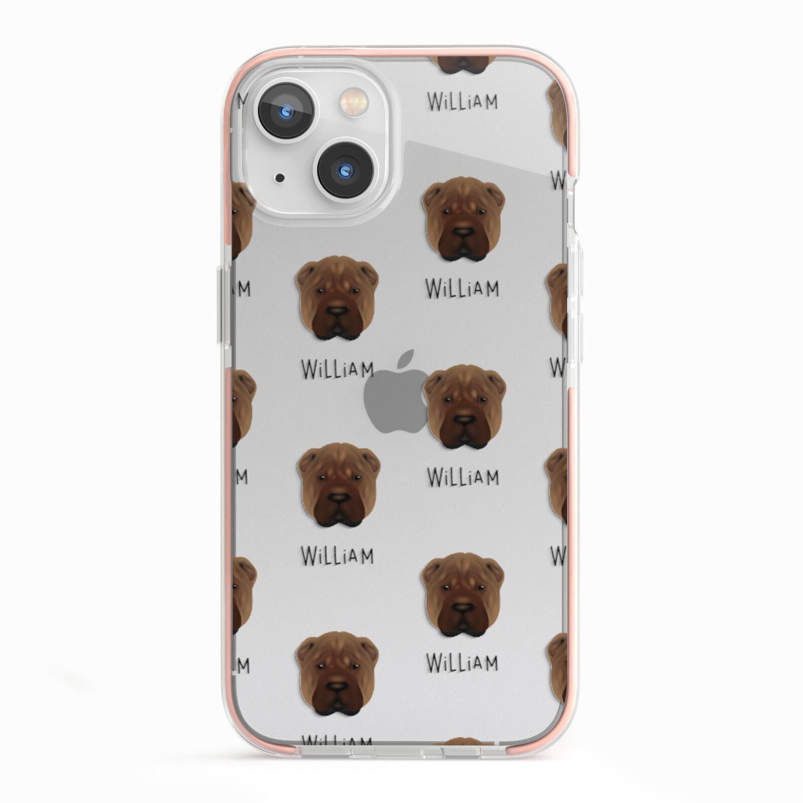Shar Pei Icon with Name iPhone 13 TPU Impact Case with Pink Edges