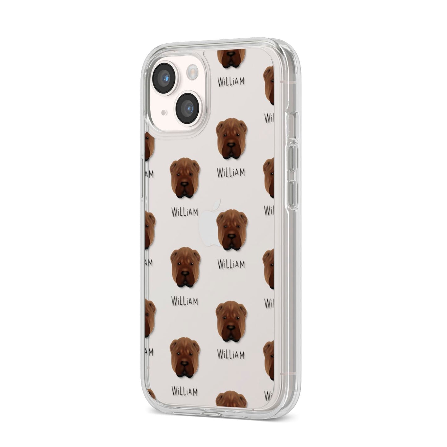 Shar Pei Icon with Name iPhone 14 Clear Tough Case Starlight Angled Image
