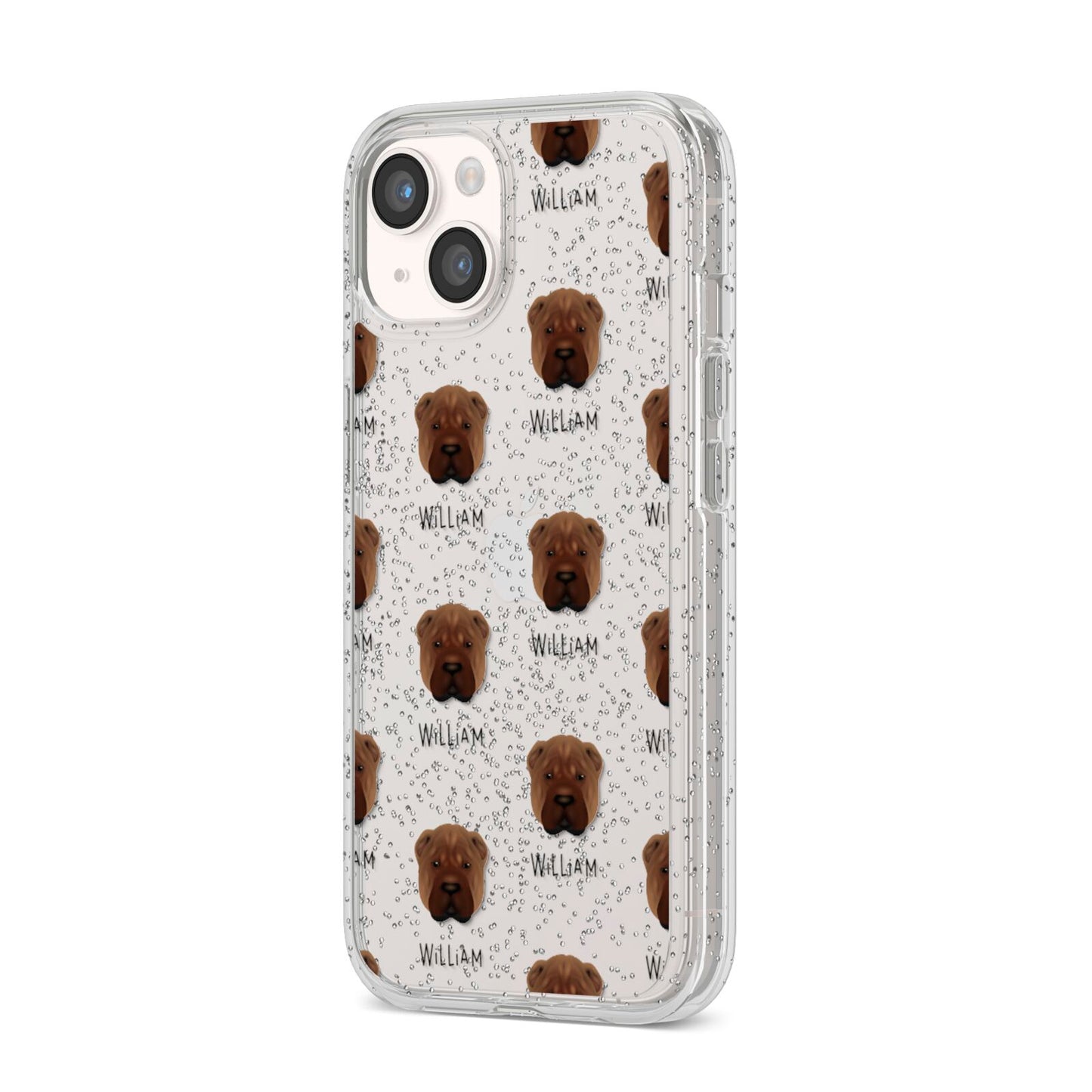 Shar Pei Icon with Name iPhone 14 Glitter Tough Case Starlight Angled Image