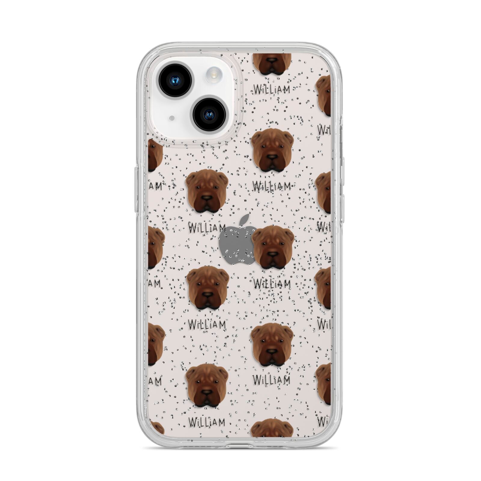 Shar Pei Icon with Name iPhone 14 Glitter Tough Case Starlight