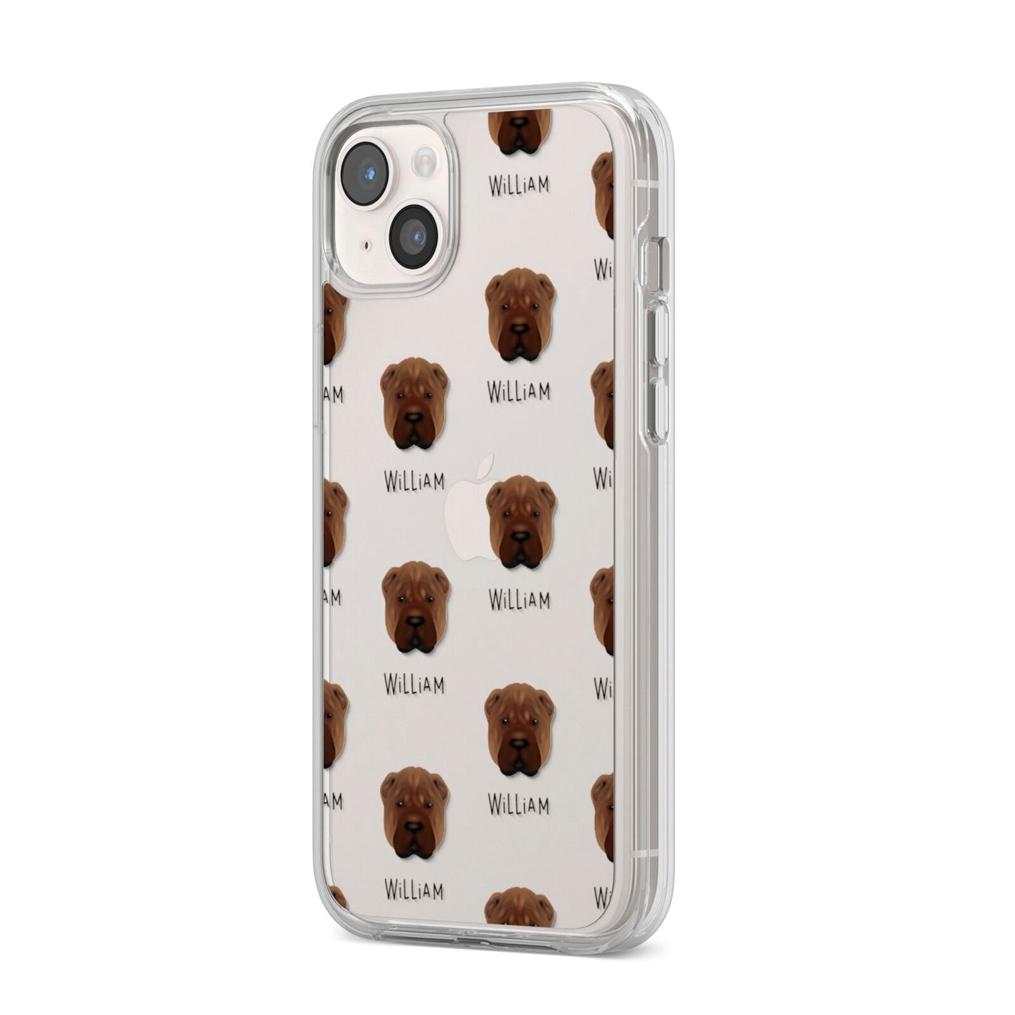 Shar Pei Icon with Name iPhone 14 Plus Clear Tough Case Starlight Angled Image