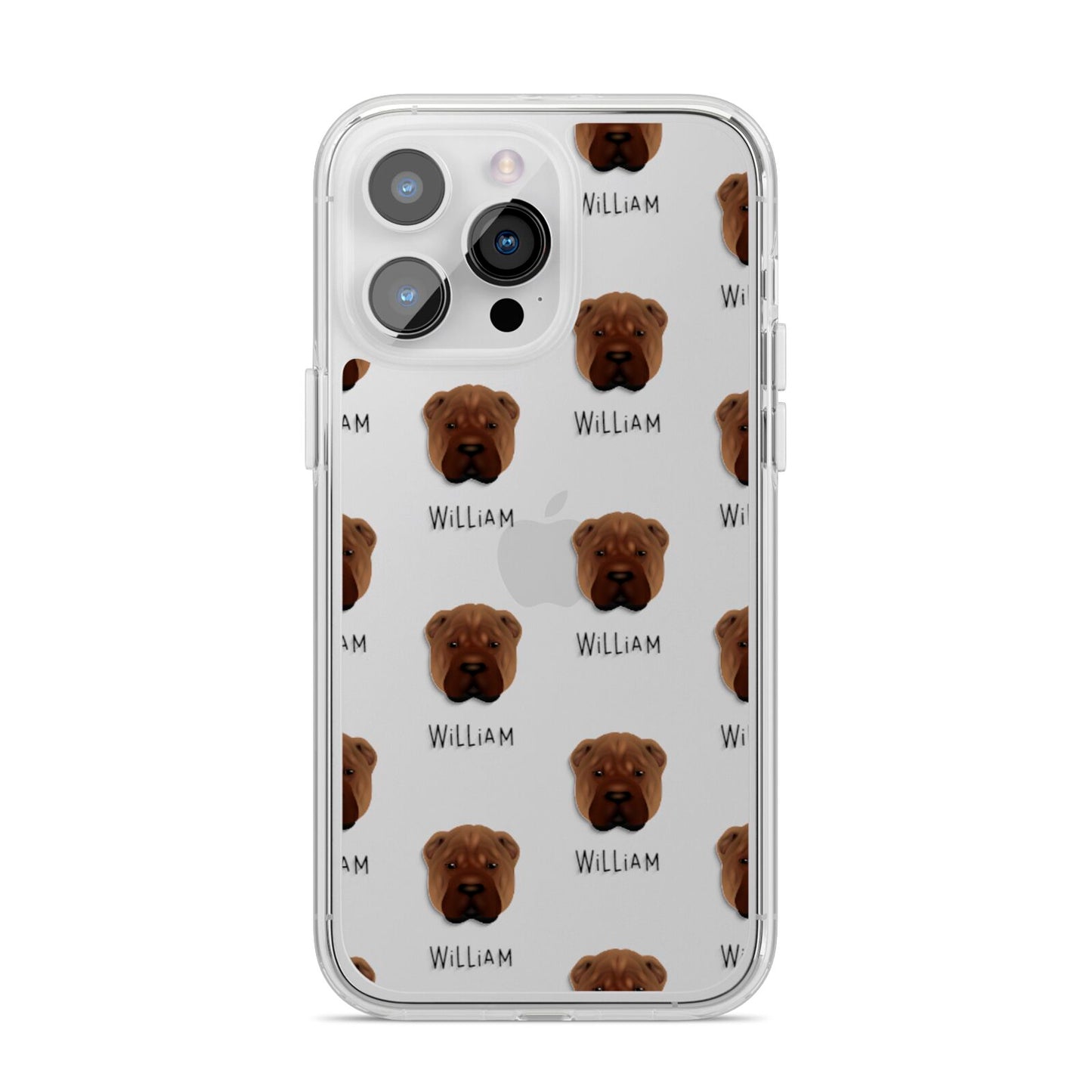 Shar Pei Icon with Name iPhone 14 Pro Max Clear Tough Case Silver