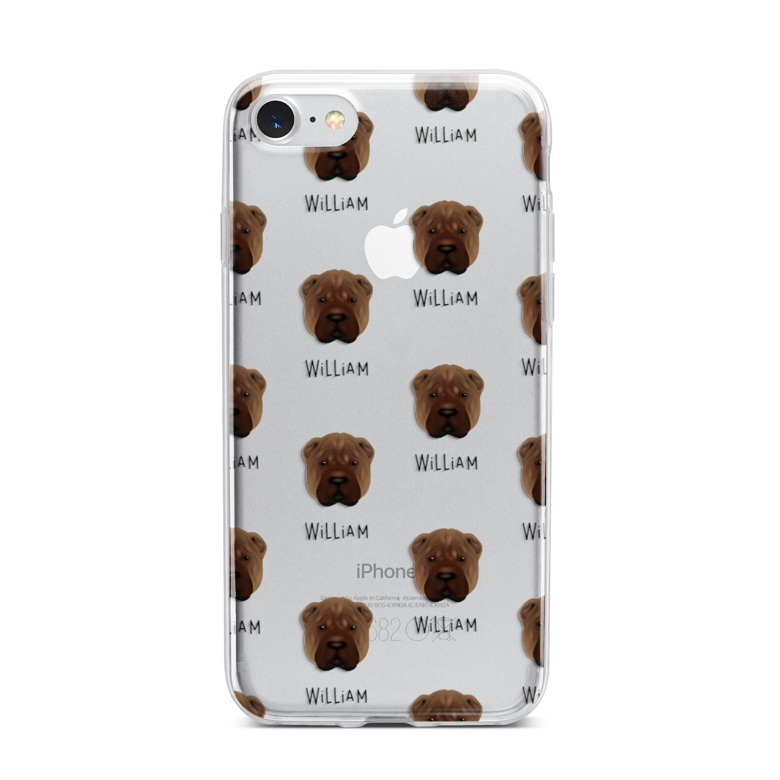 Shar Pei Icon with Name iPhone 7 Bumper Case on Silver iPhone