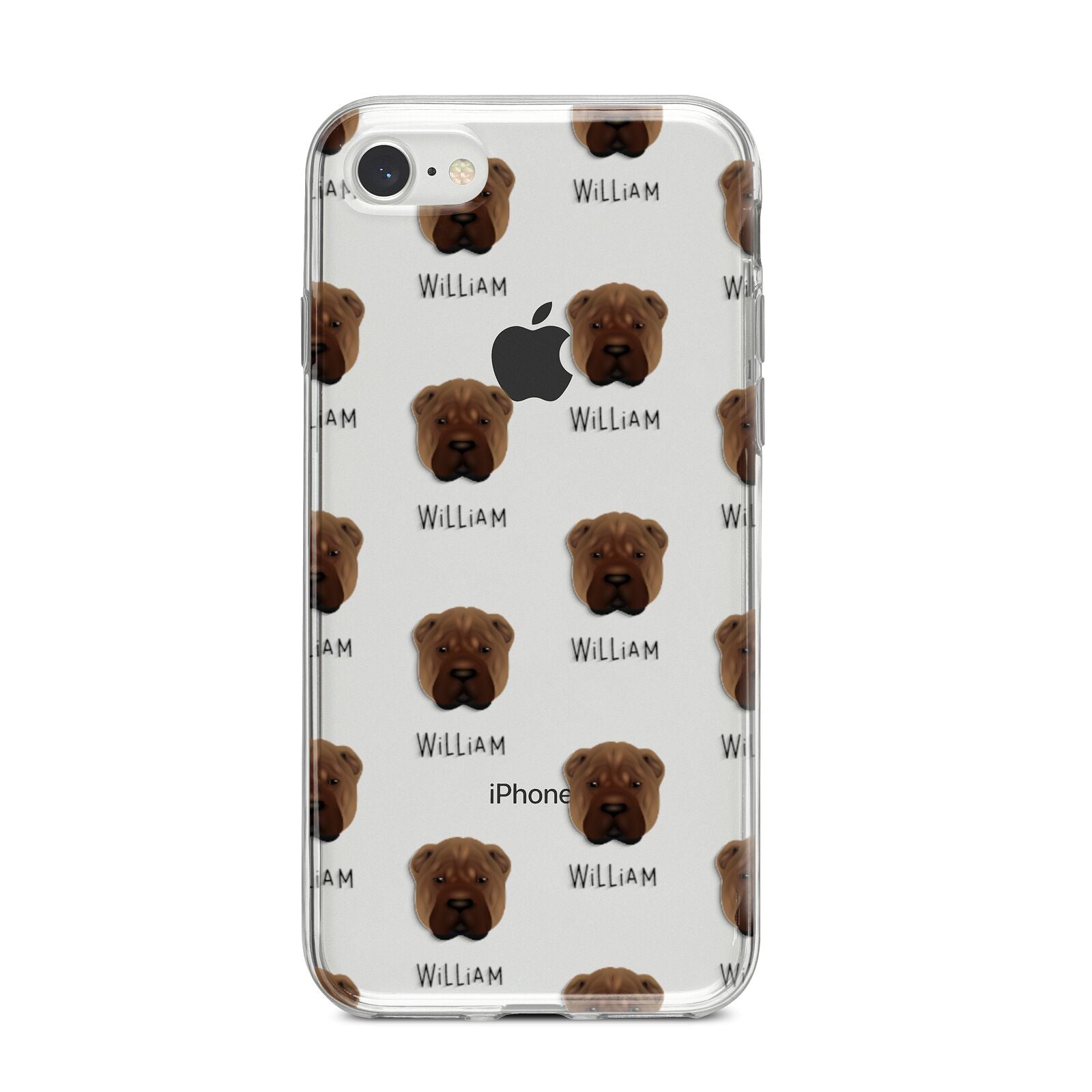 Shar Pei Icon with Name iPhone 8 Bumper Case on Silver iPhone