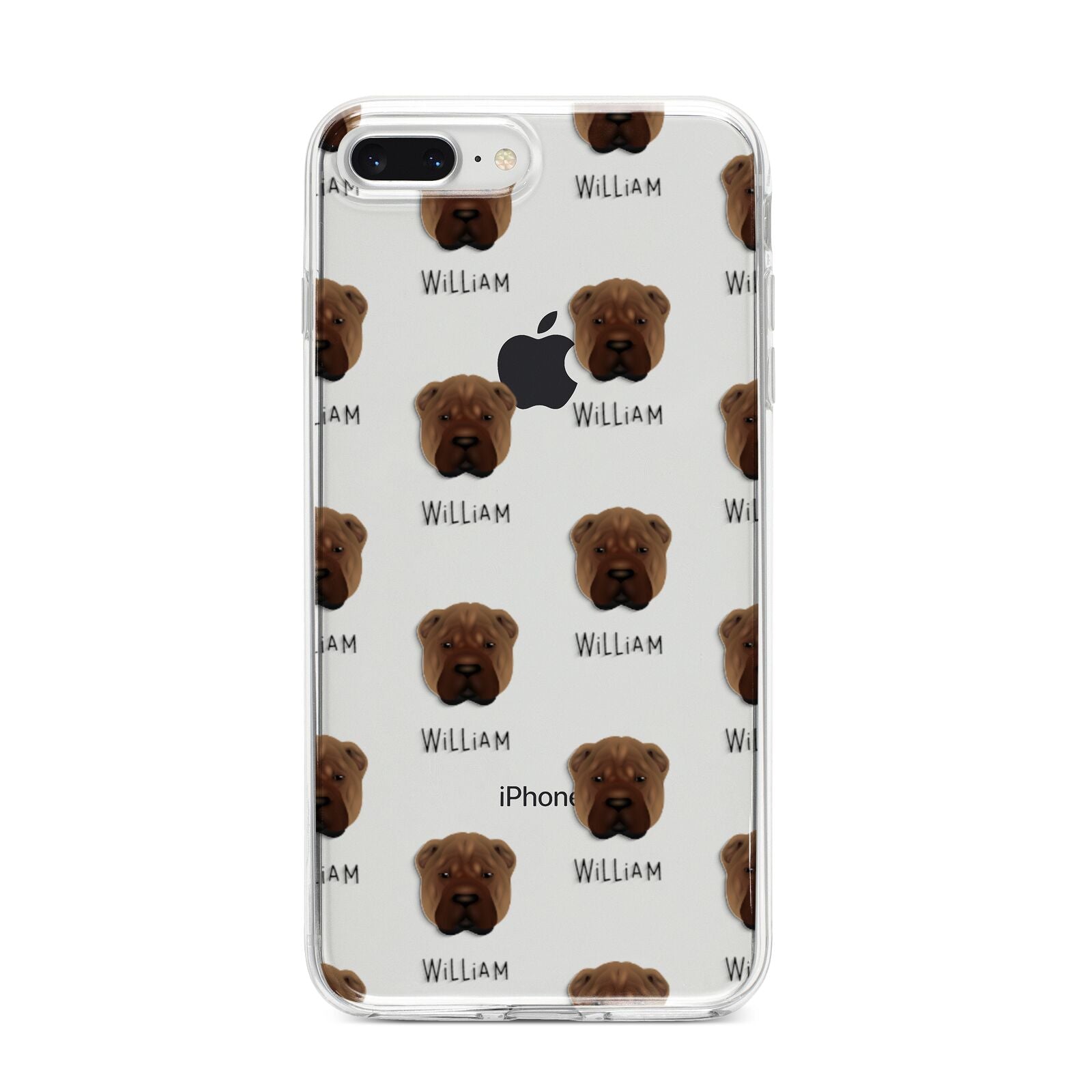Shar Pei Icon with Name iPhone 8 Plus Bumper Case on Silver iPhone