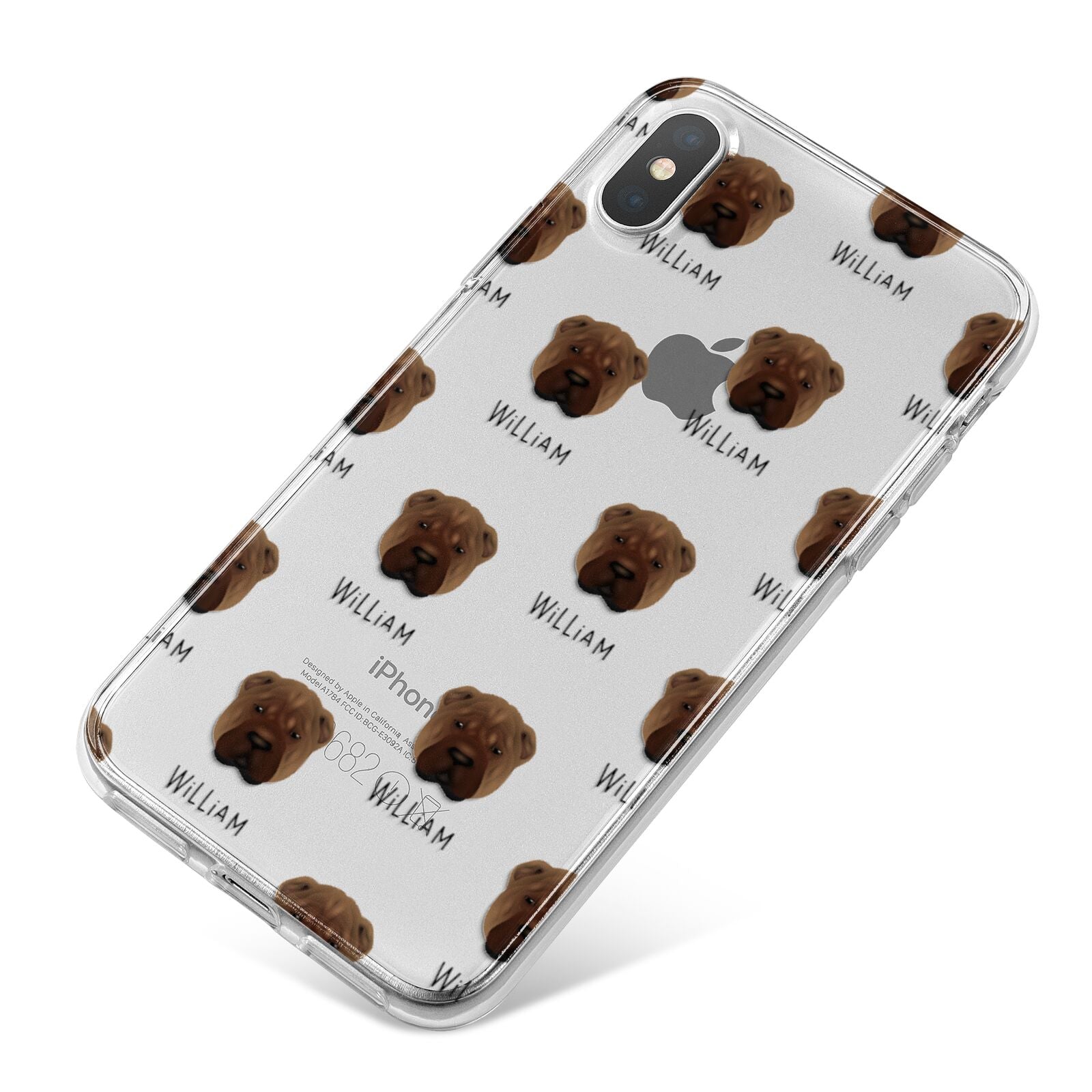 Shar Pei Icon with Name iPhone X Bumper Case on Silver iPhone
