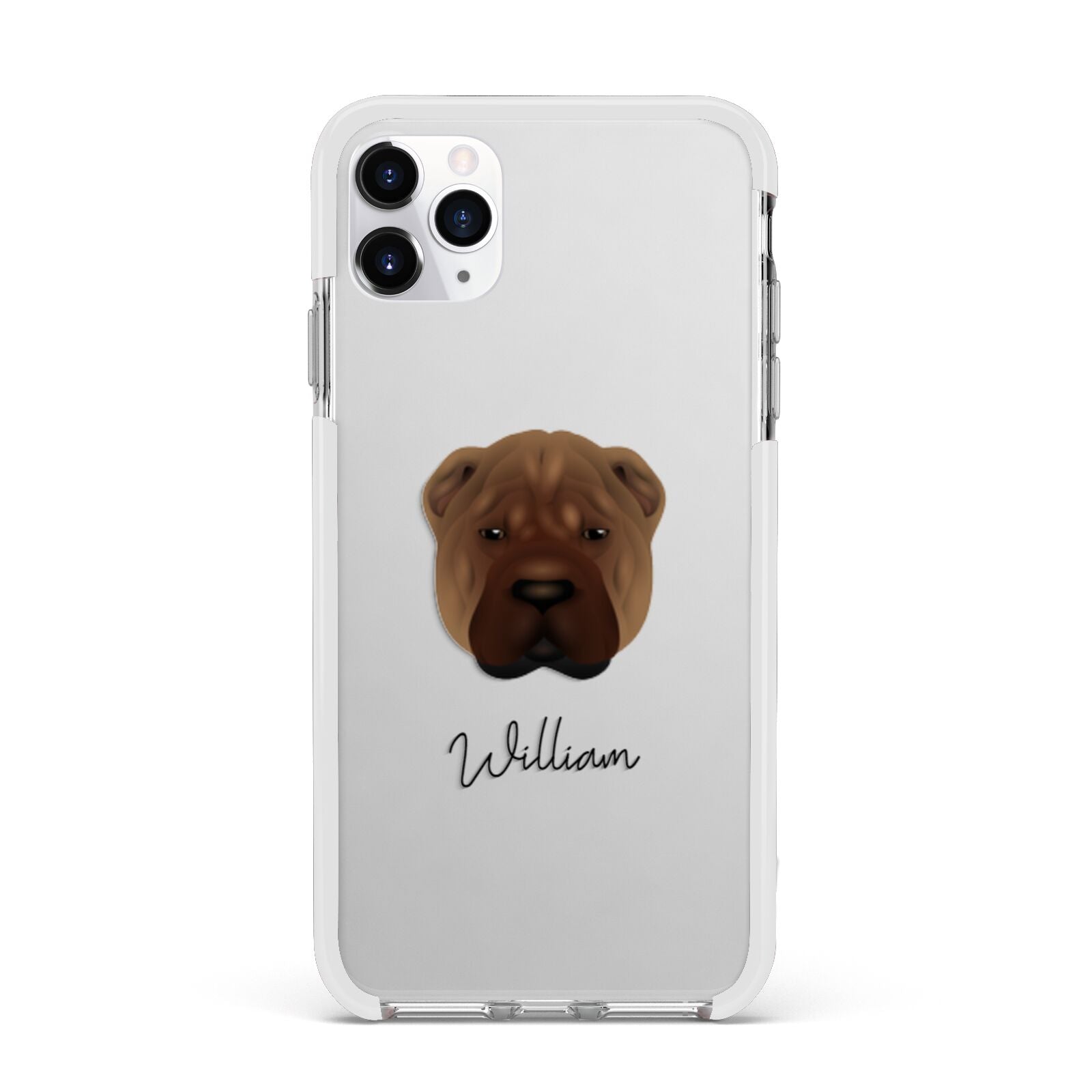 Shar Pei Personalised Apple iPhone 11 Pro Max in Silver with White Impact Case