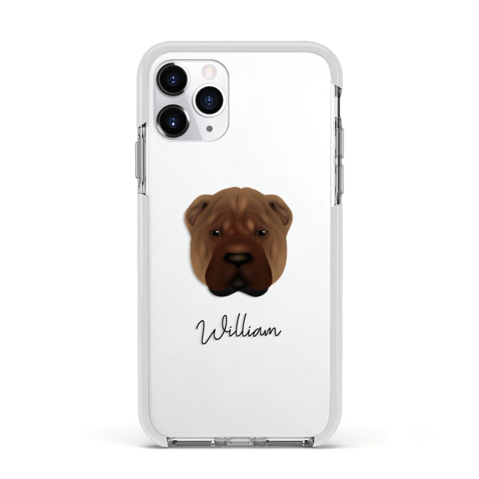 Shar Pei Personalised Apple iPhone 11 Pro in Silver with White Impact Case