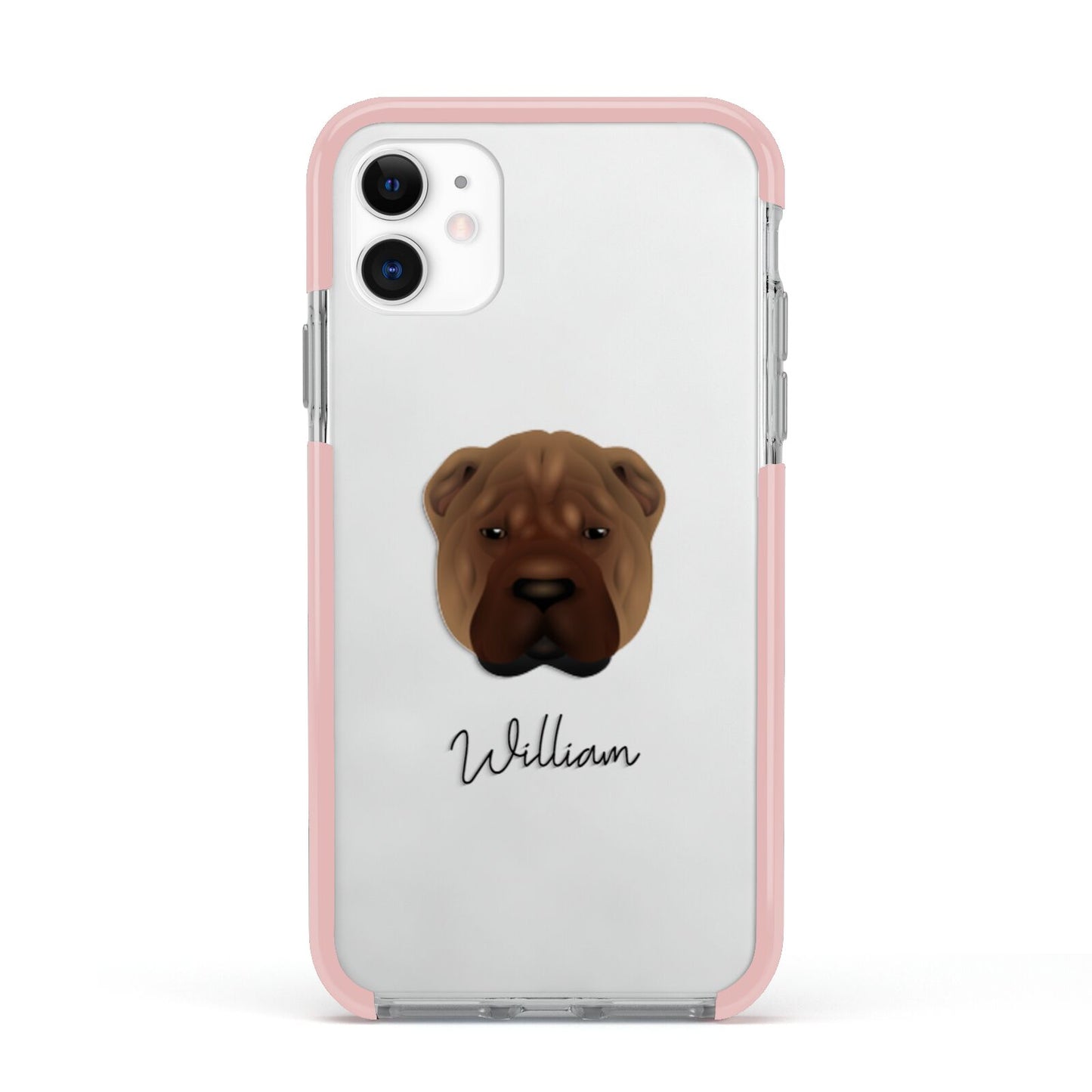 Shar Pei Personalised Apple iPhone 11 in White with Pink Impact Case