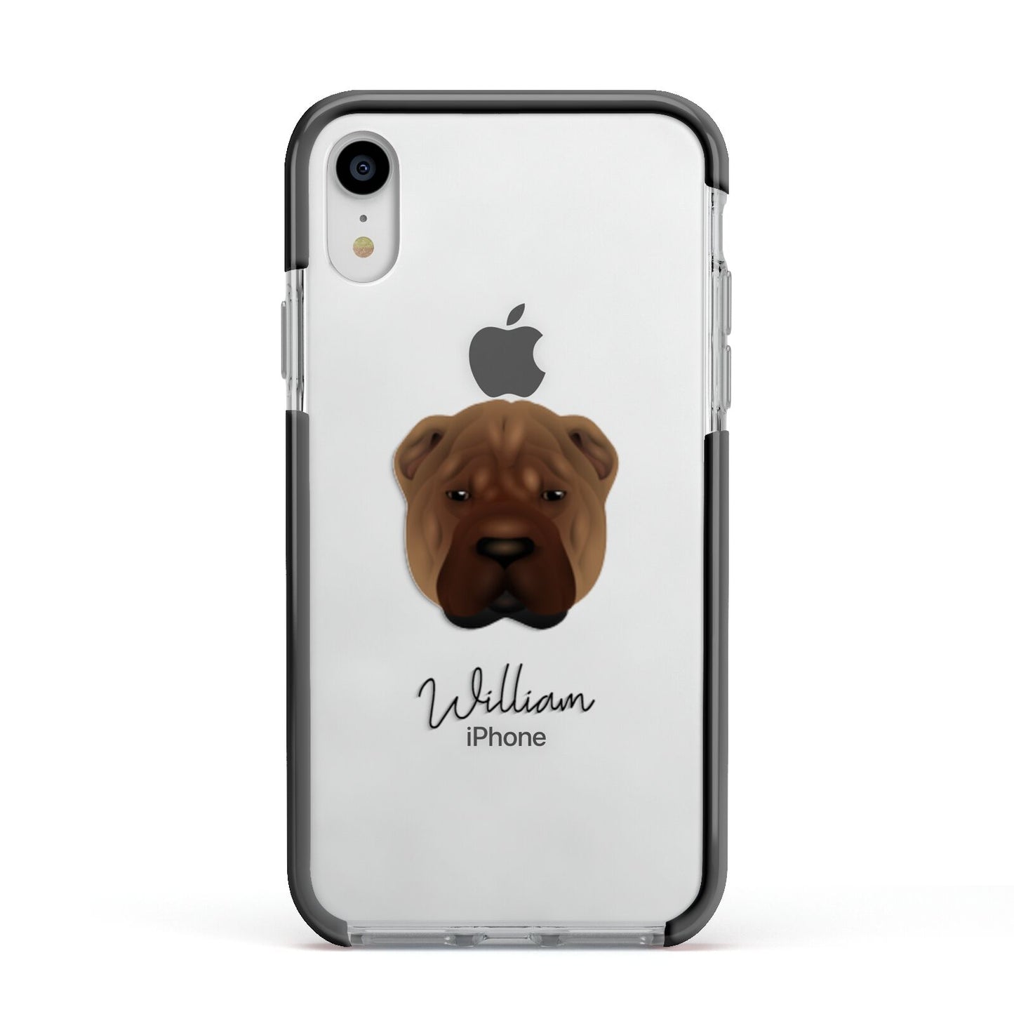 Shar Pei Personalised Apple iPhone XR Impact Case Black Edge on Silver Phone