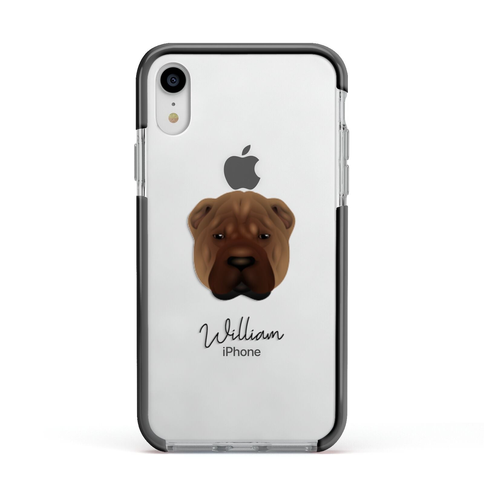 Shar Pei Personalised Apple iPhone XR Impact Case Black Edge on Silver Phone