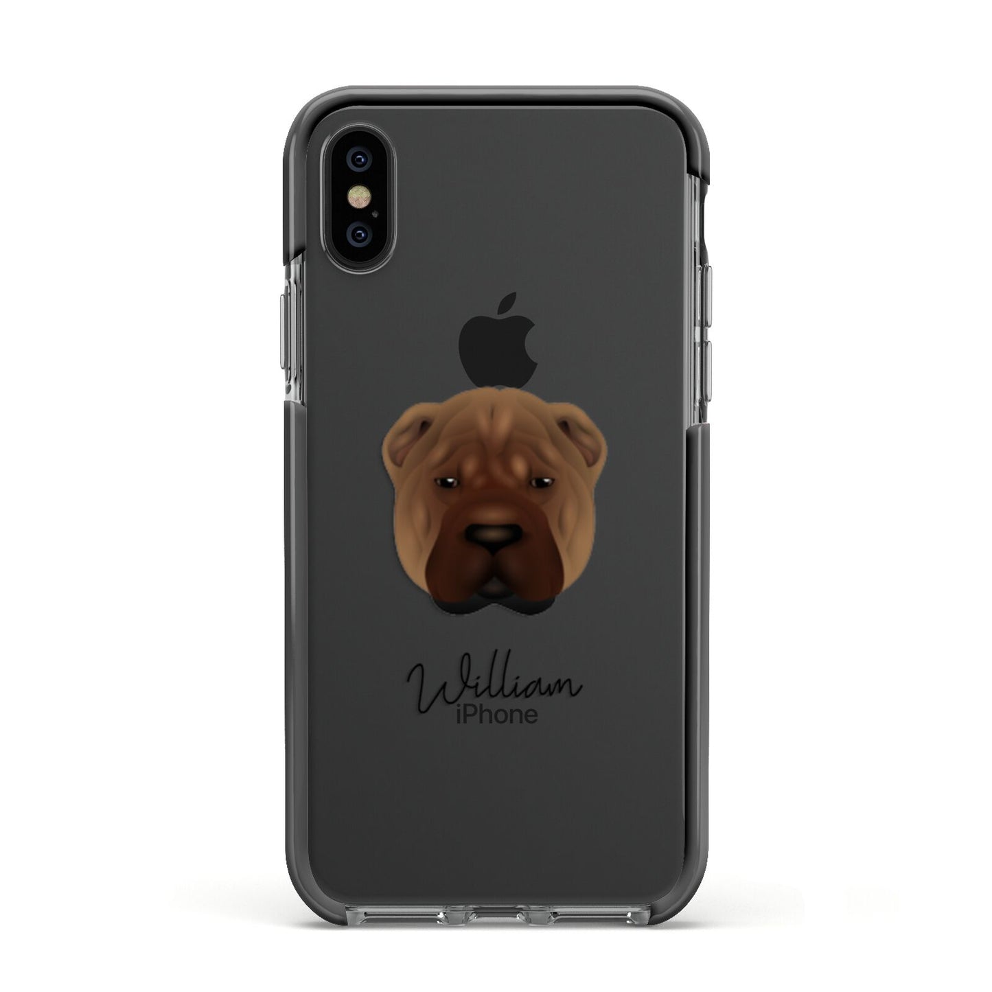 Shar Pei Personalised Apple iPhone Xs Impact Case Black Edge on Black Phone
