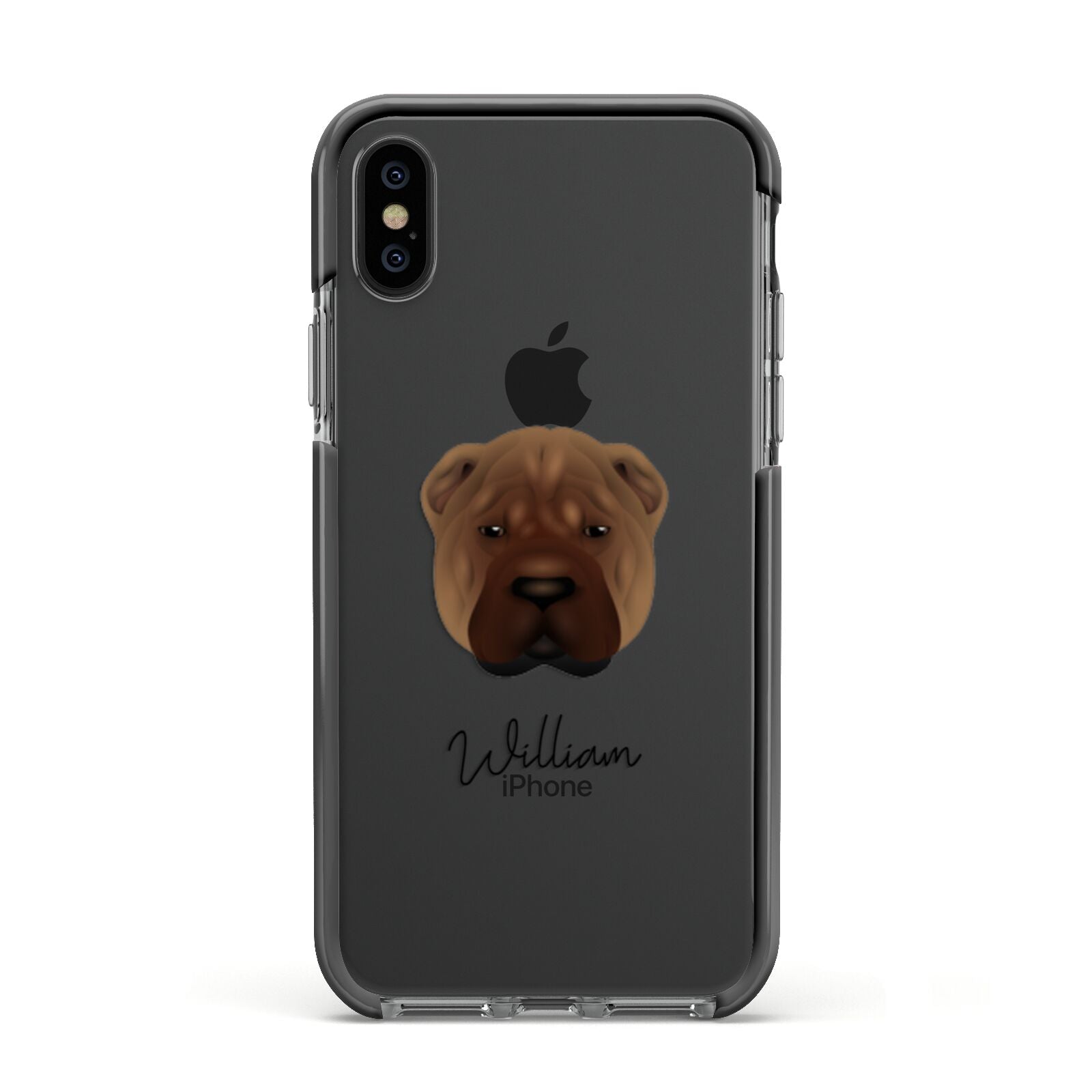 Shar Pei Personalised Apple iPhone Xs Impact Case Black Edge on Black Phone