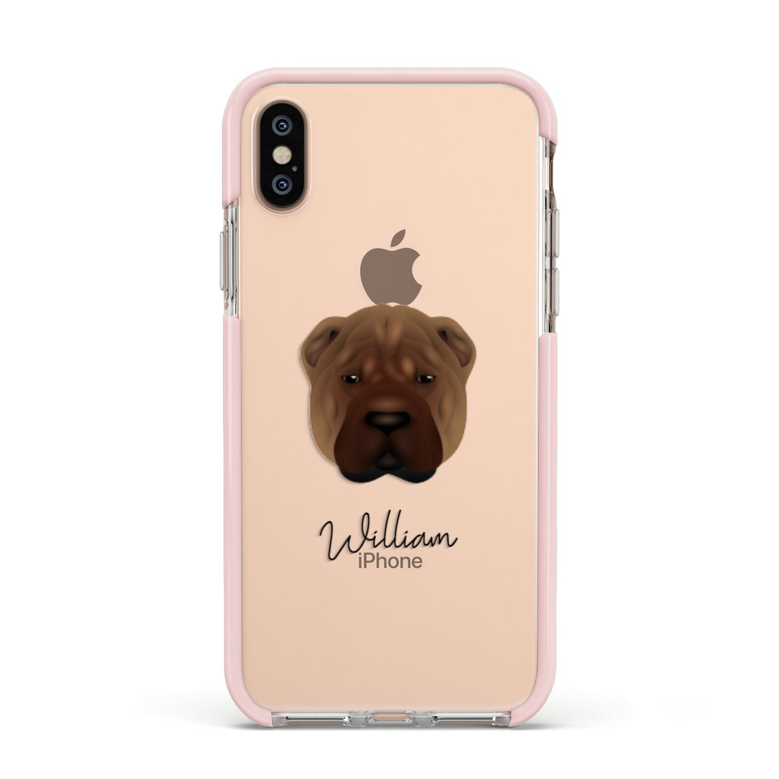Shar Pei Personalised Apple iPhone Xs Impact Case Pink Edge on Gold Phone